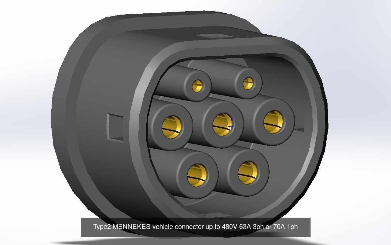 Type2 MENNEKES all configurations that are induced in IEC 62196 3D Model Collection_5