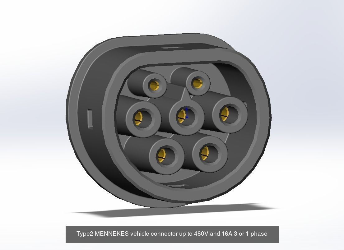 Type2 MENNEKES all configurations that are induced in IEC 62196 3D Model Collection_3