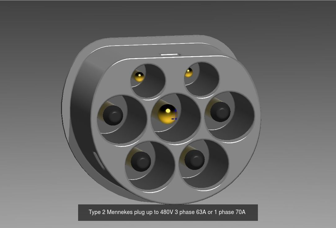 Type2 MENNEKES all configurations that are induced in IEC 62196 3D Model Collection_1