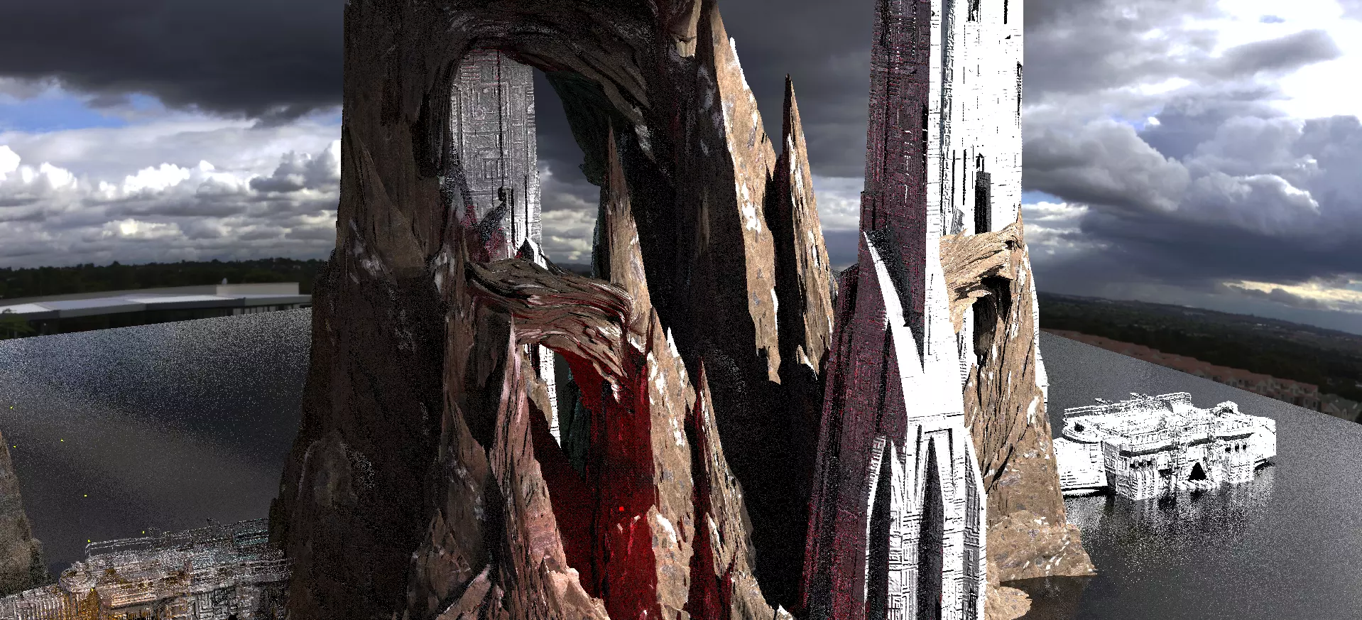 Stylized Snow Recon Grand Tower city Kitbash 2 3D model_0