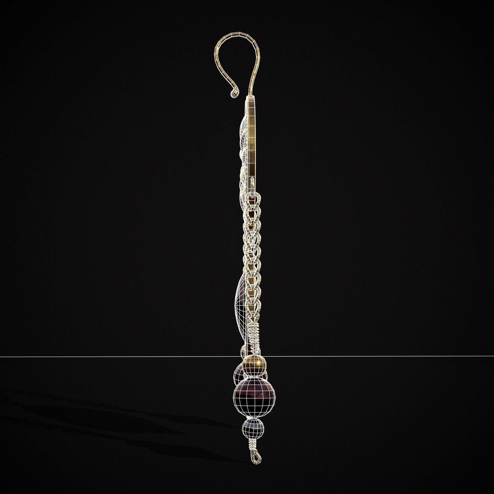 Ornate Gold Ruby Chandelier Earring Low-poly 3D model_20