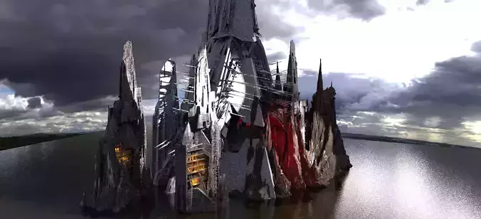 Stylized Tower Sci-Fi Cliffs Kit bash