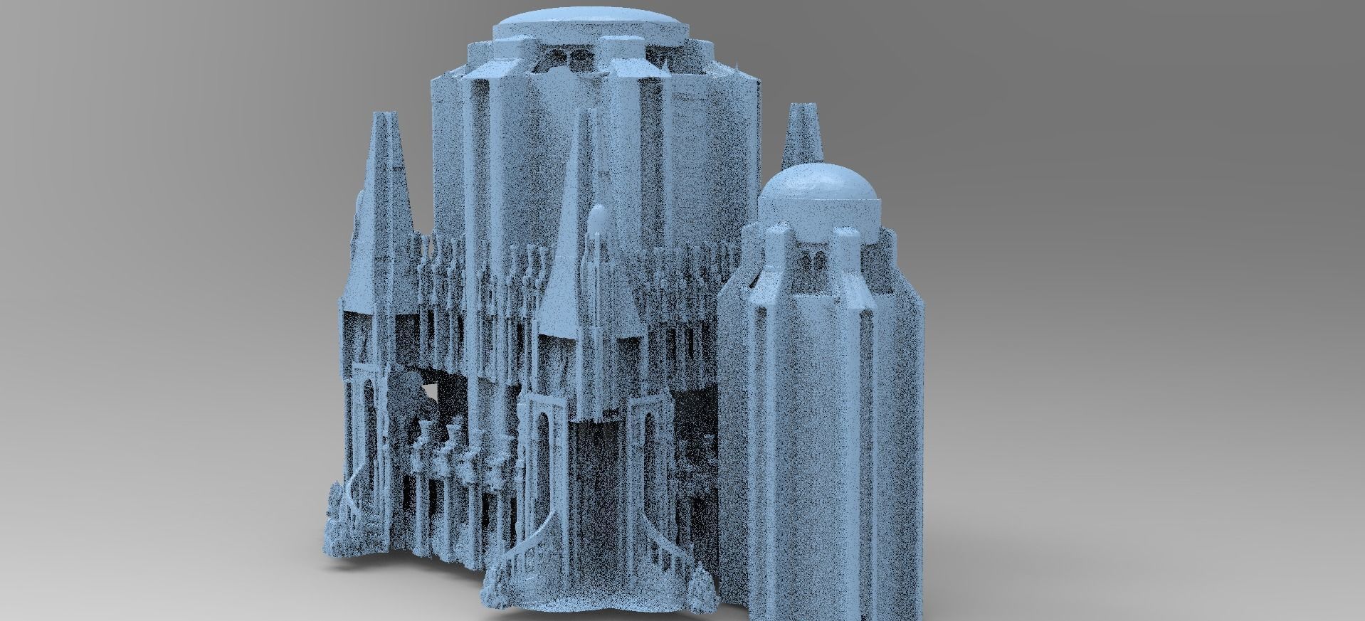 Ancient  stone temple Towers Castle 3D model_1