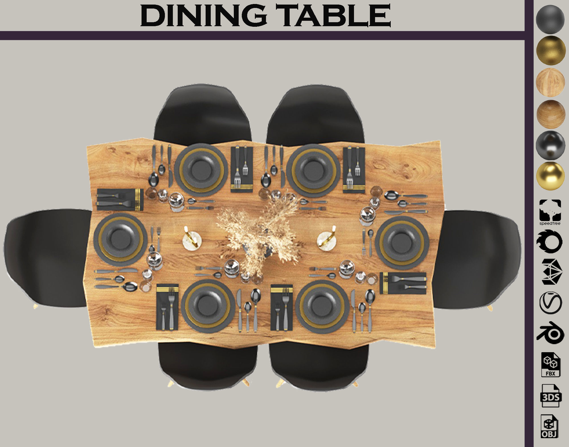 dining table set 01 3D model_4