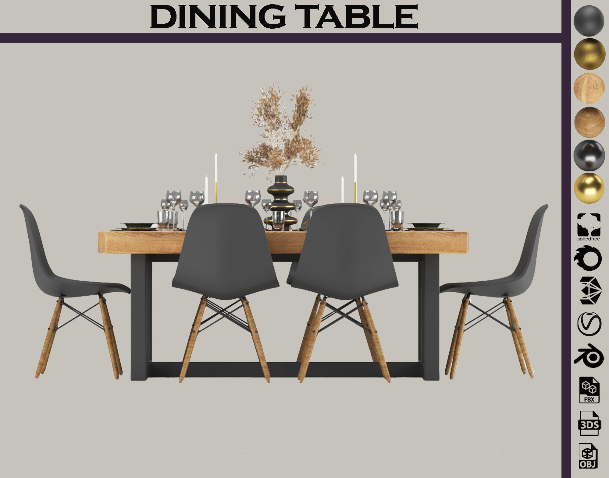 dining table set 01 3D model_5