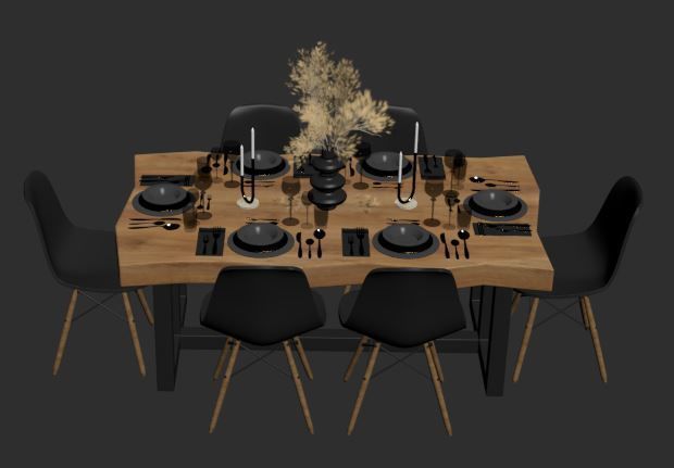 dining table set 01 3D model_16