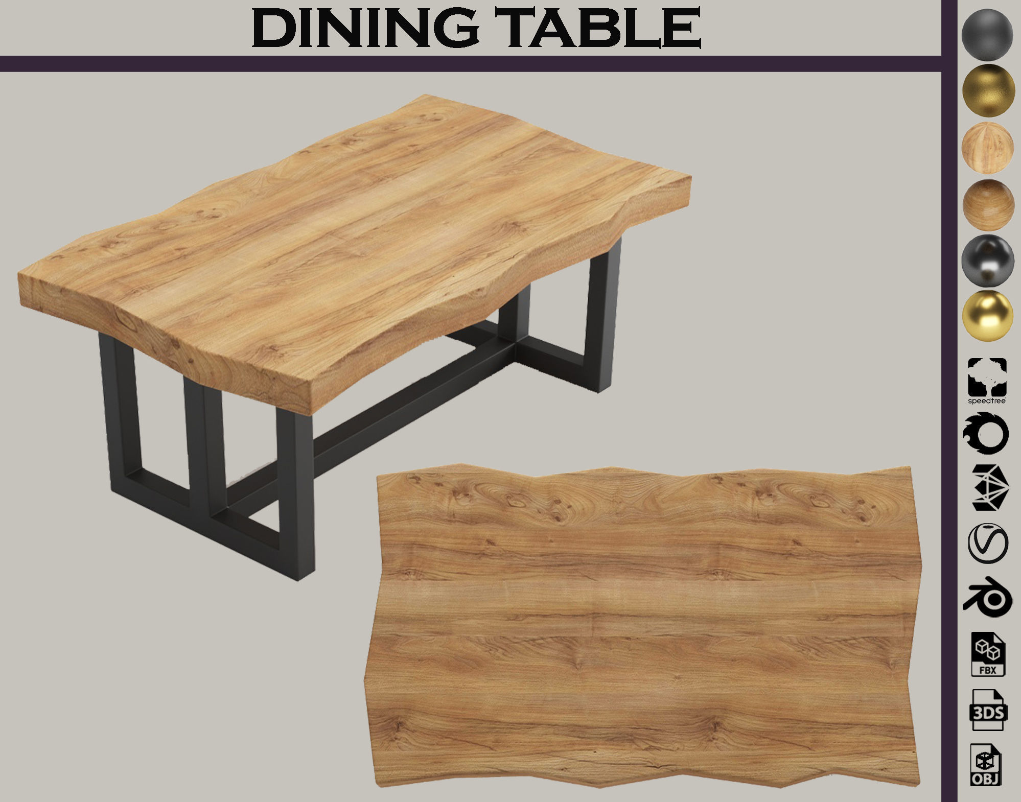 dining table set 01 3D model_8