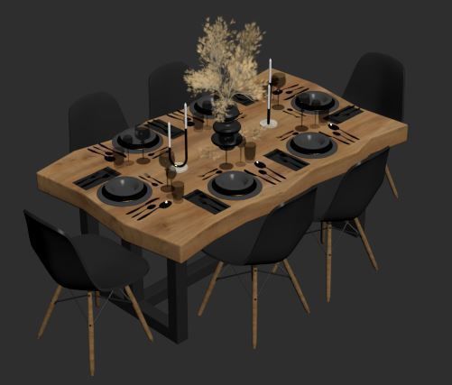 dining table set 01 3D model_33