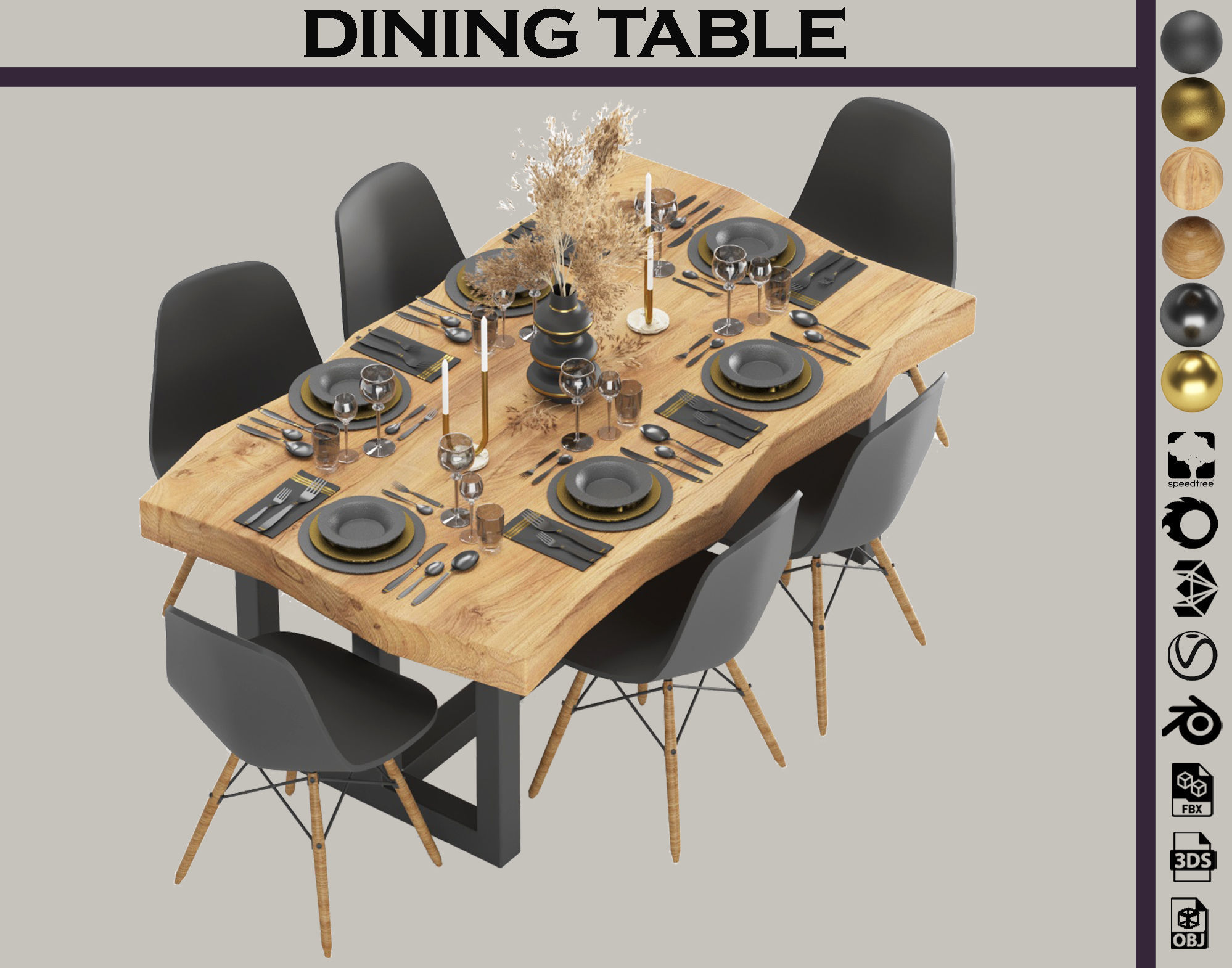 dining table set 01 3D model_2