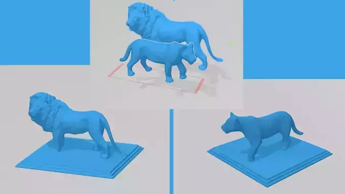 Detailed Lion cat 3D model BUNDLE 2 Models in 2 Forms
