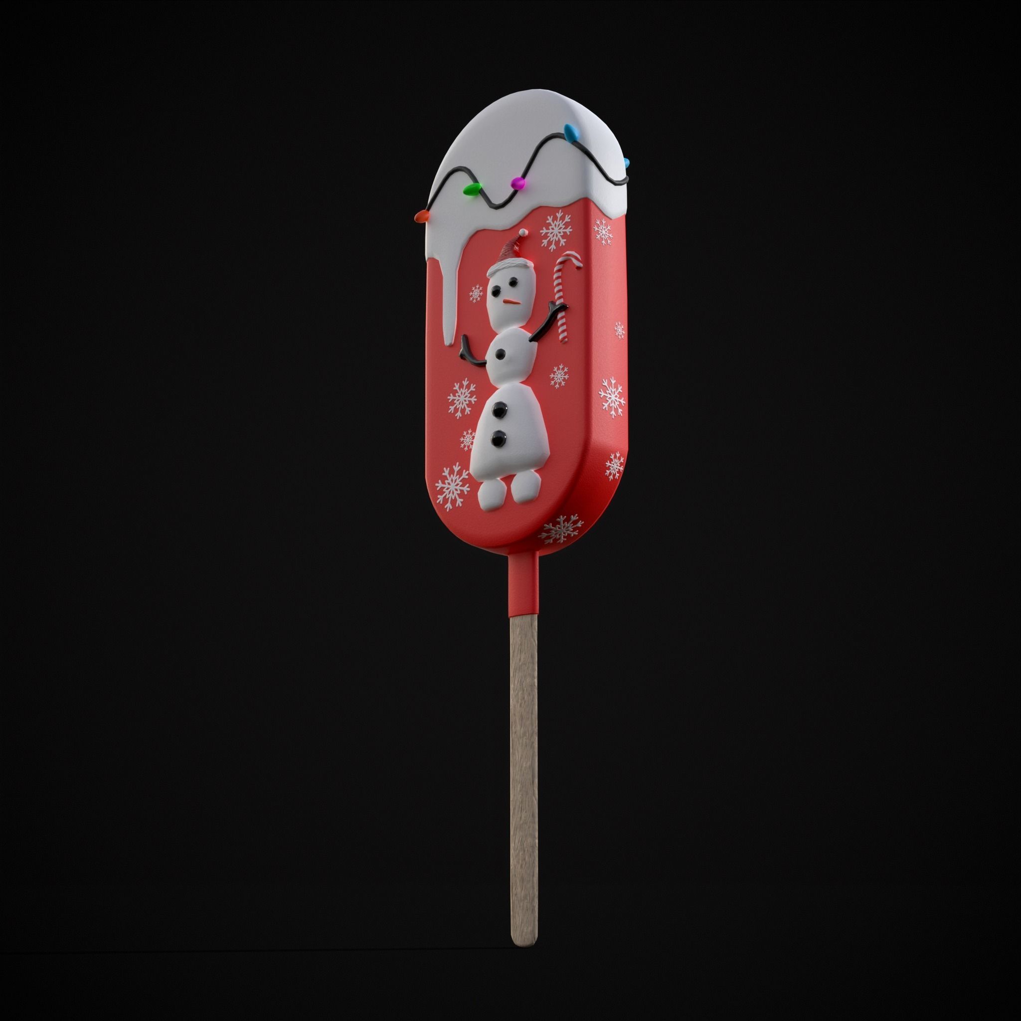 Ice Cream On A Stick Snowman Low-poly 3D model_29