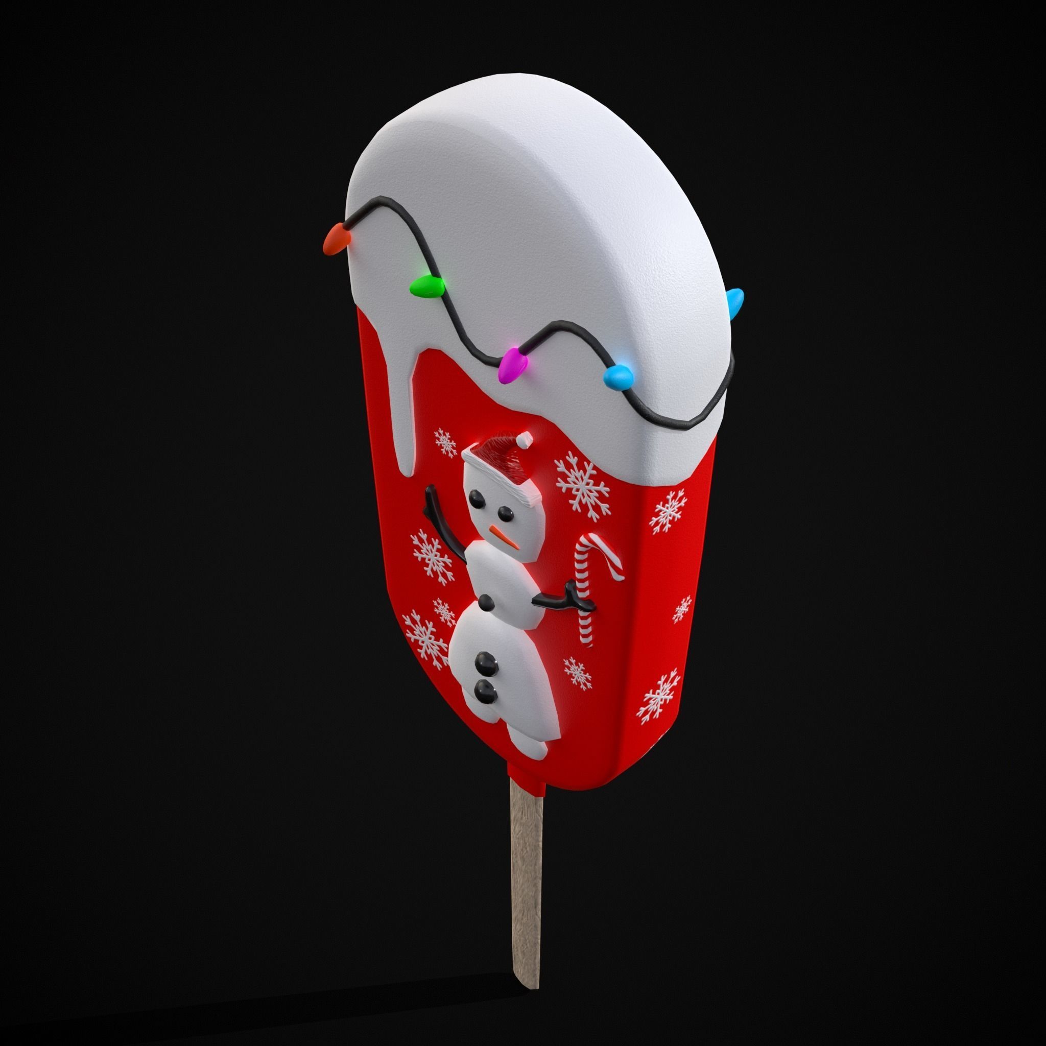 Ice Cream On A Stick Snowman Low-poly 3D model_19