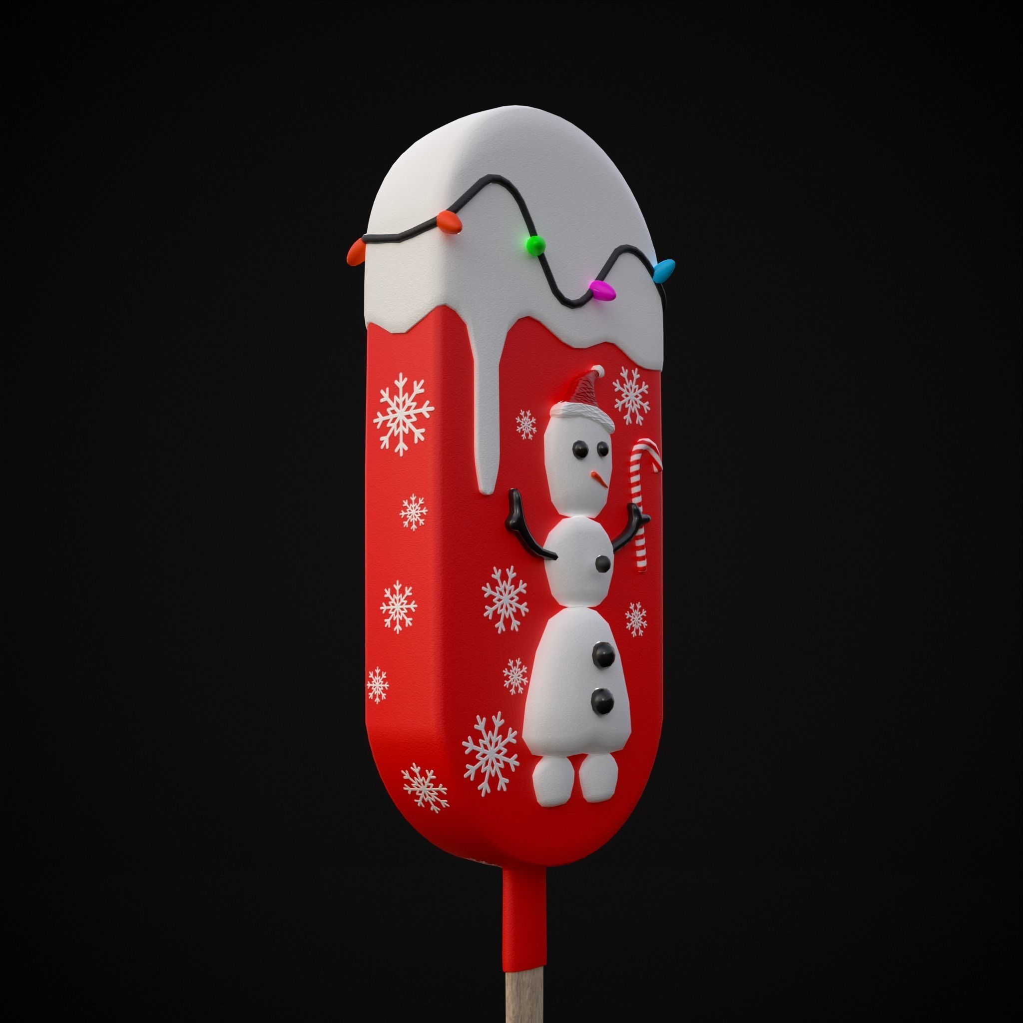 Ice Cream On A Stick Snowman Low-poly 3D model_21