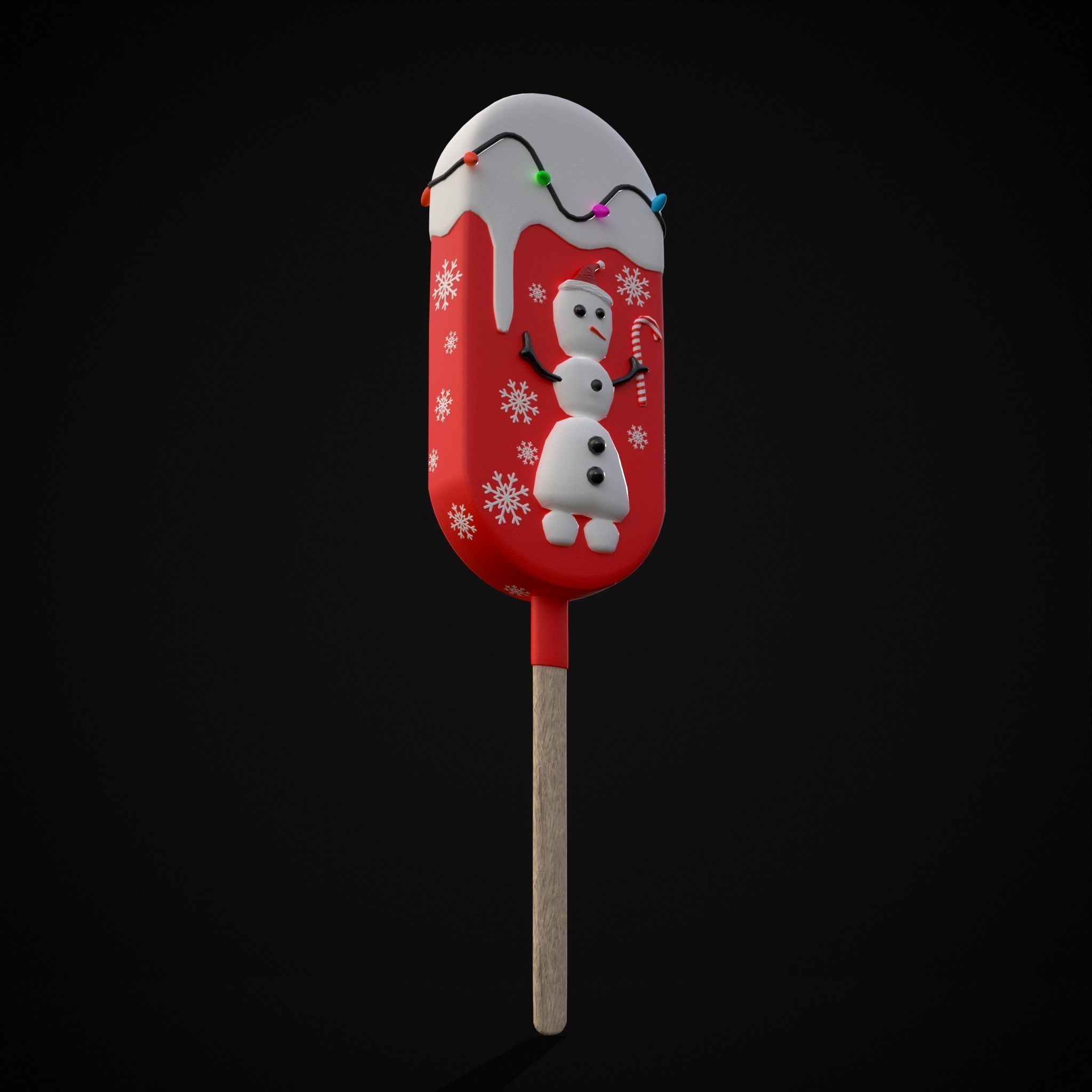 Ice Cream On A Stick Snowman Low-poly 3D model_17