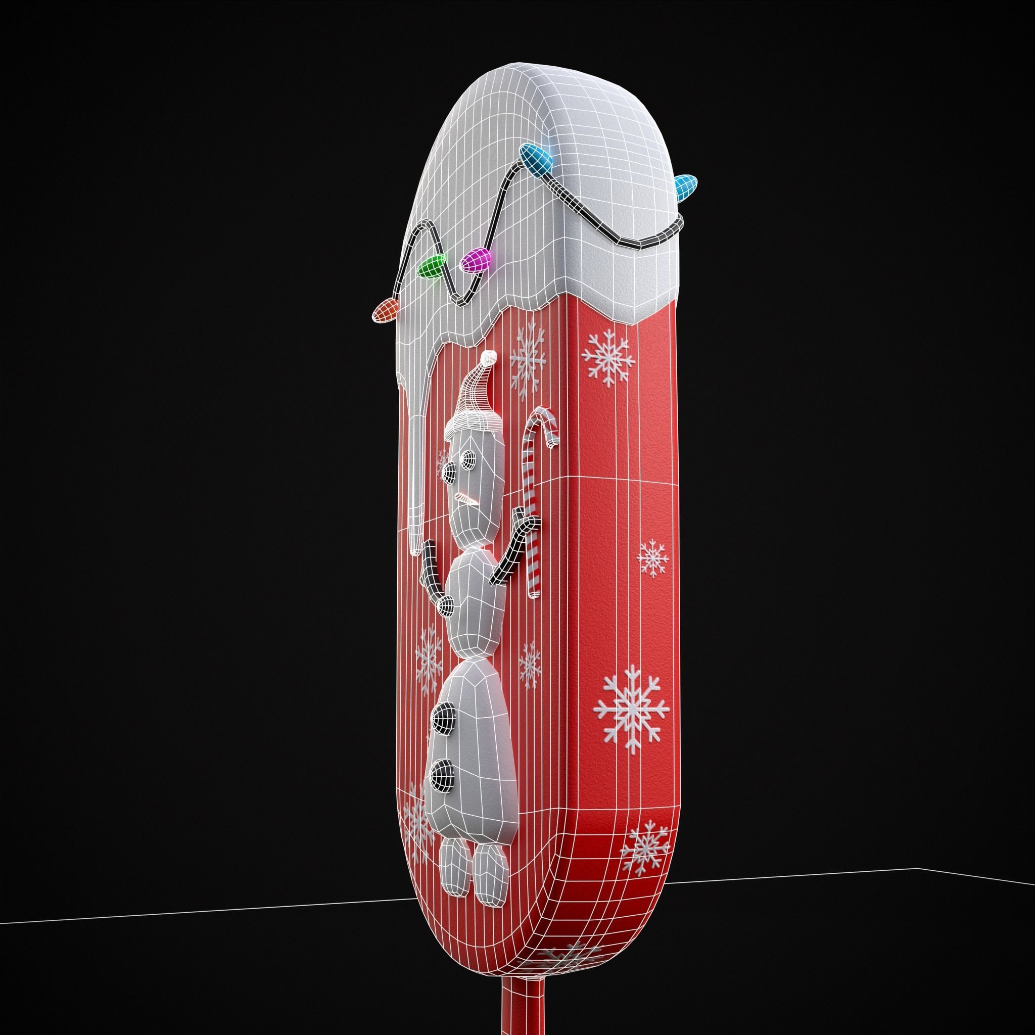 Ice Cream On A Stick Snowman Low-poly 3D model_26