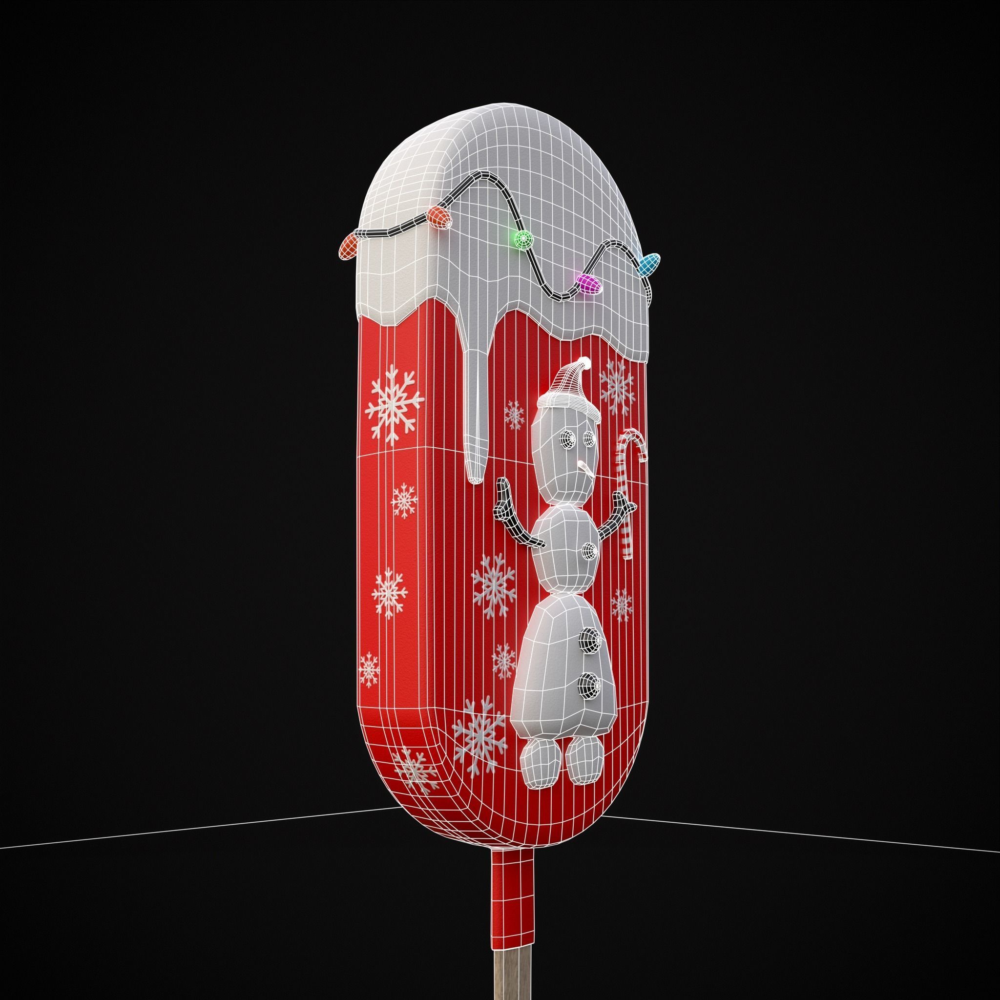 Ice Cream On A Stick Snowman Low-poly 3D model_22