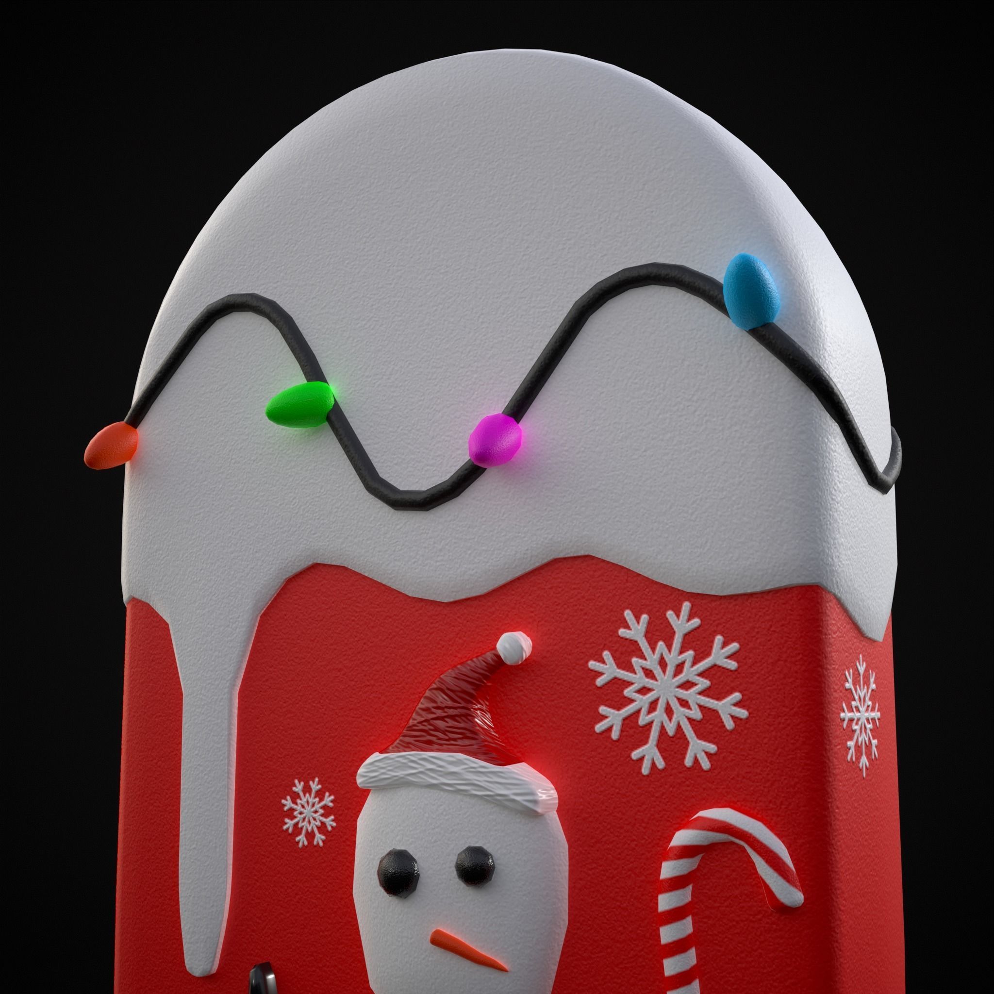 Ice Cream On A Stick Snowman Low-poly 3D model_9