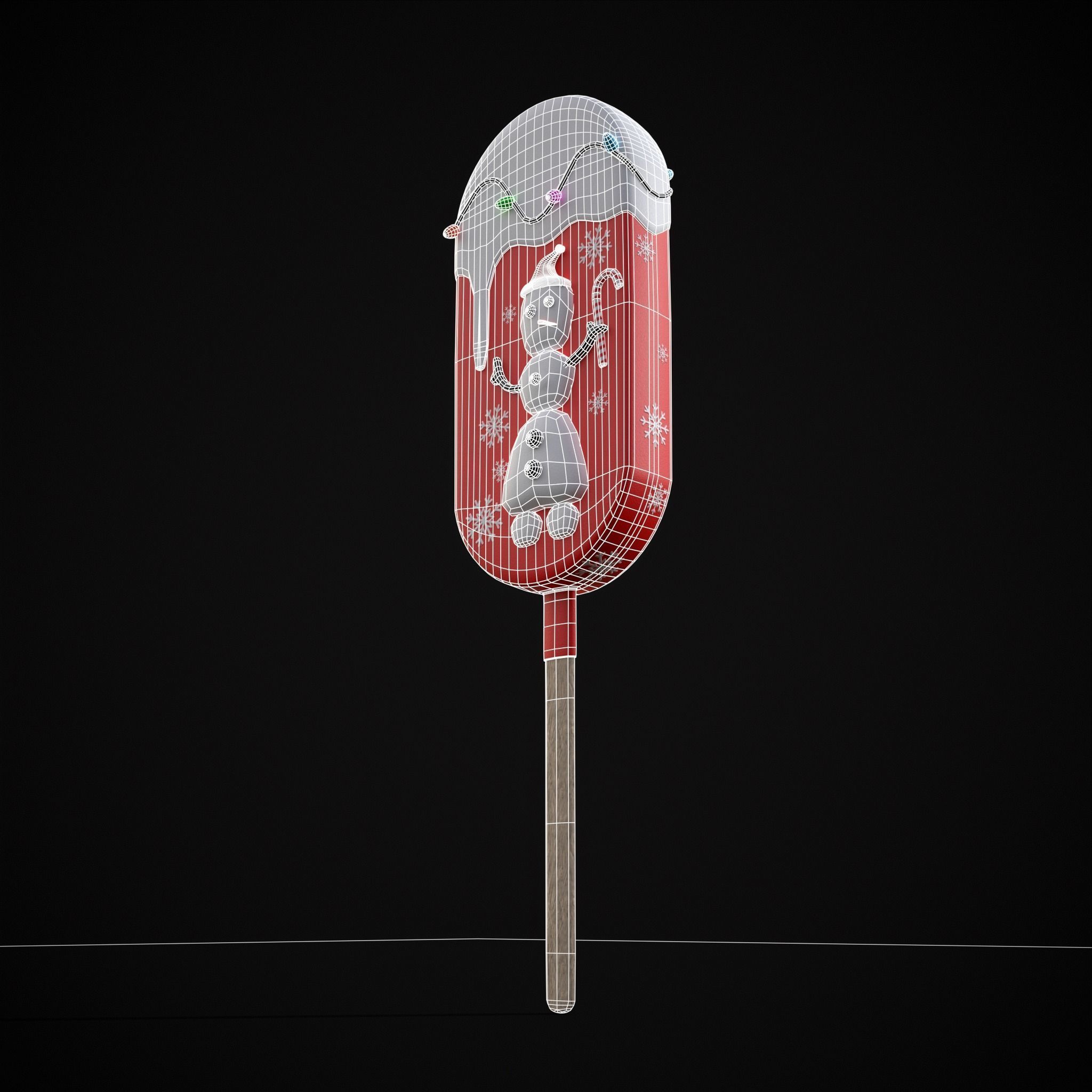Ice Cream On A Stick Snowman Low-poly 3D model_30