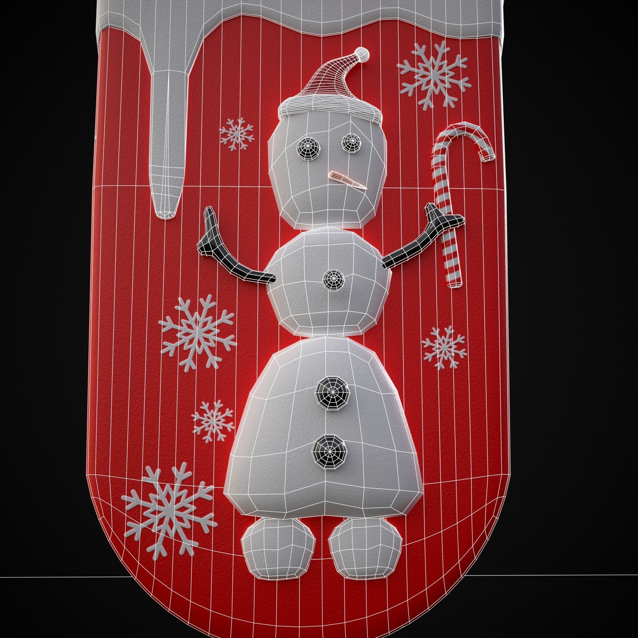 Ice Cream On A Stick Snowman Low-poly 3D model_24