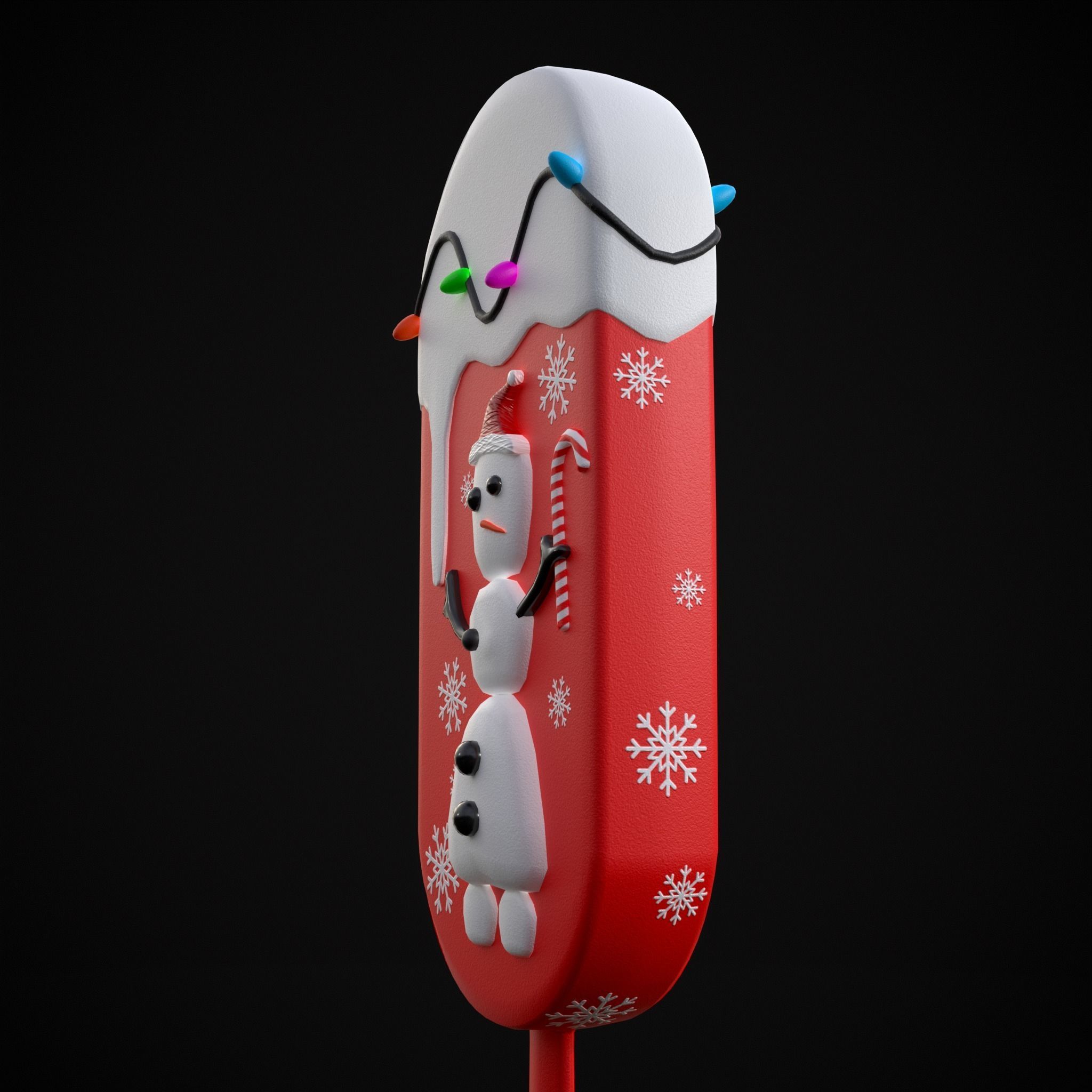 Ice Cream On A Stick Snowman Low-poly 3D model_25