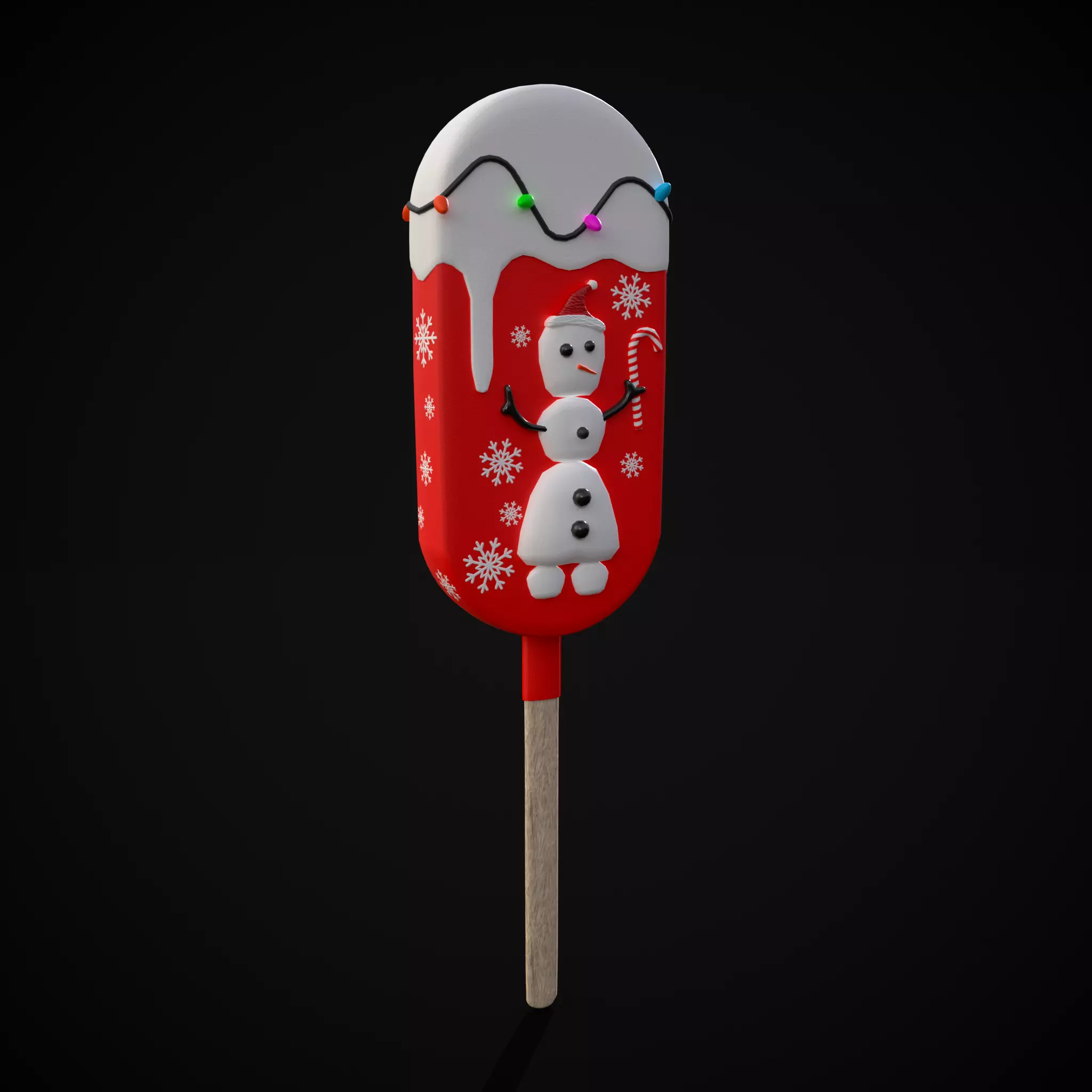 Ice Cream On A Stick Snowman Low-poly 3D model_0
