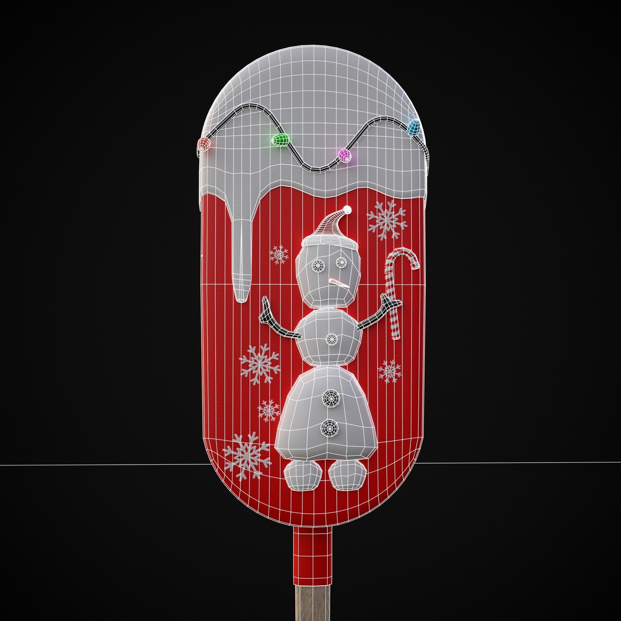 Ice Cream On A Stick Snowman Low-poly 3D model_8