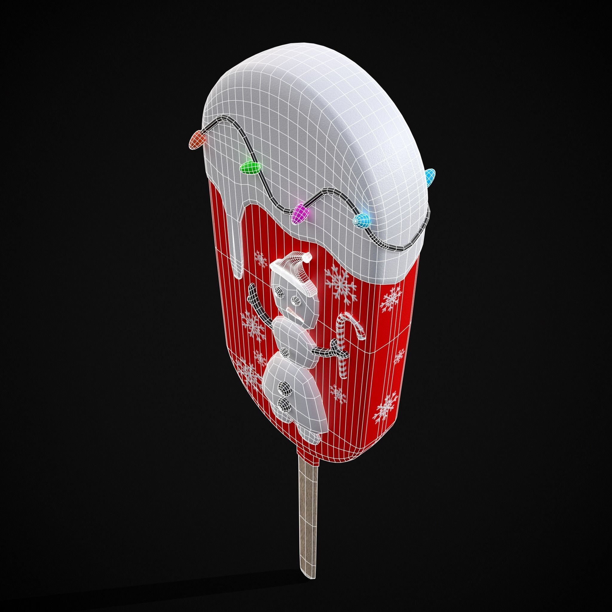 Ice Cream On A Stick Snowman Low-poly 3D model_20