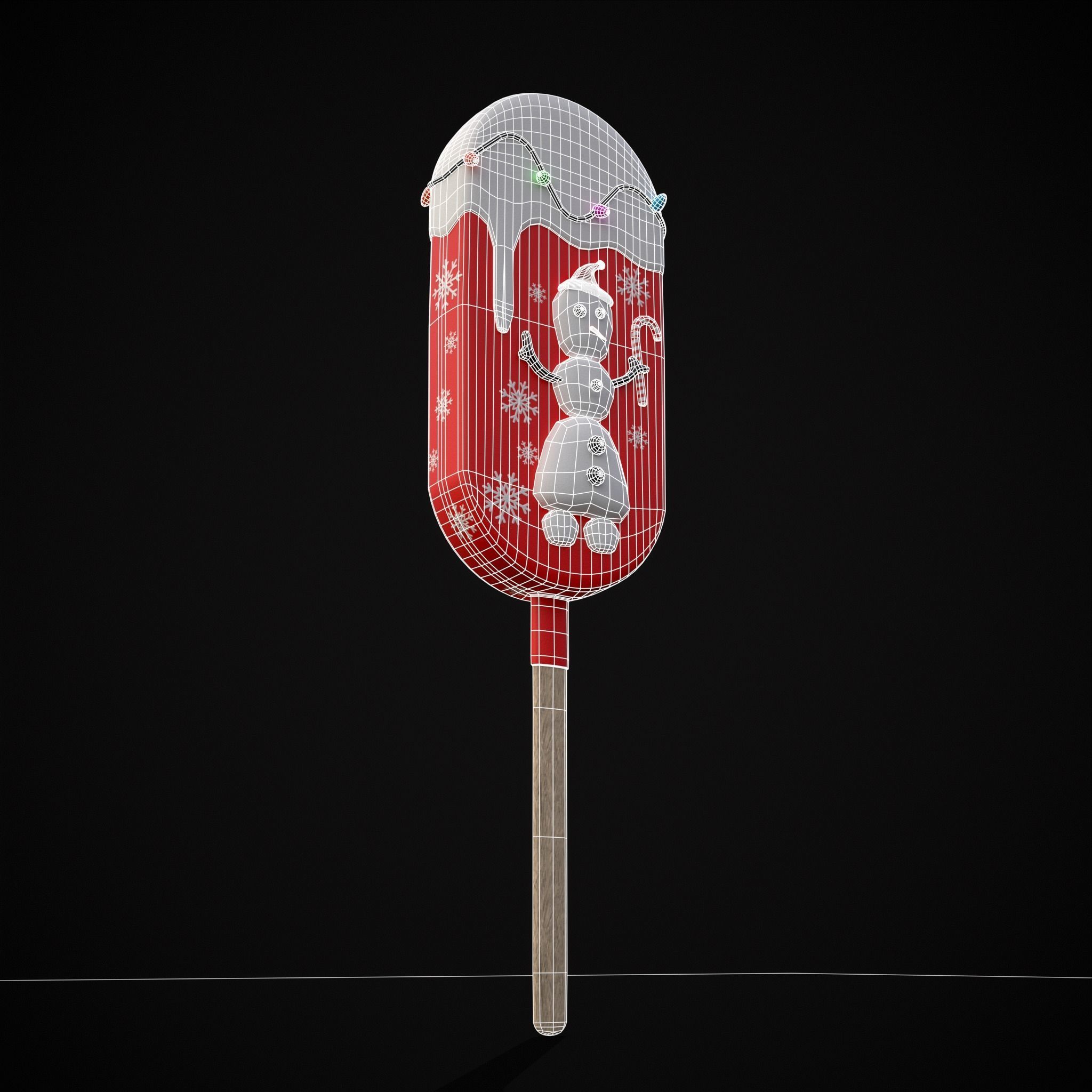 Ice Cream On A Stick Snowman Low-poly 3D model_18