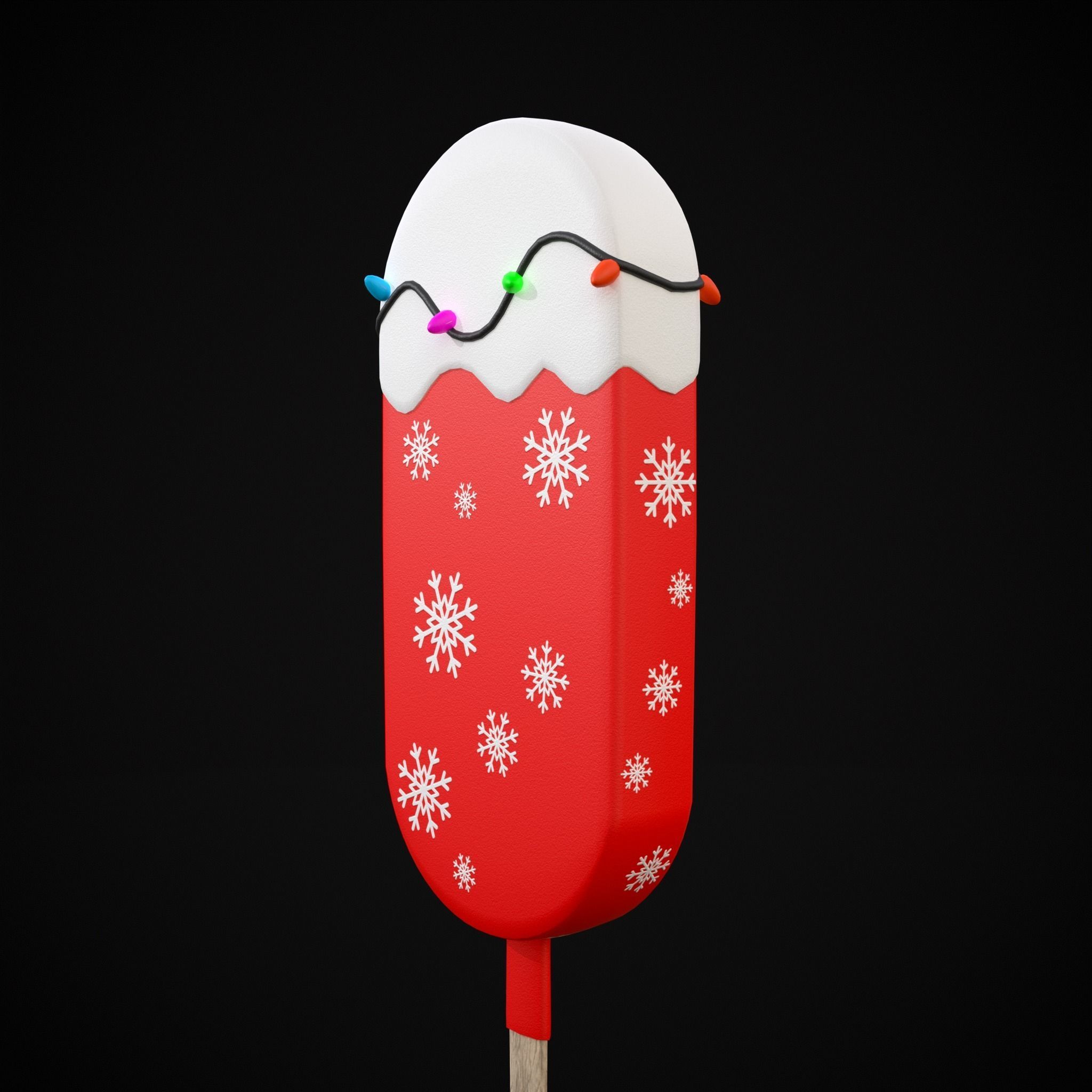 Ice Cream On A Stick Snowman Low-poly 3D model_13
