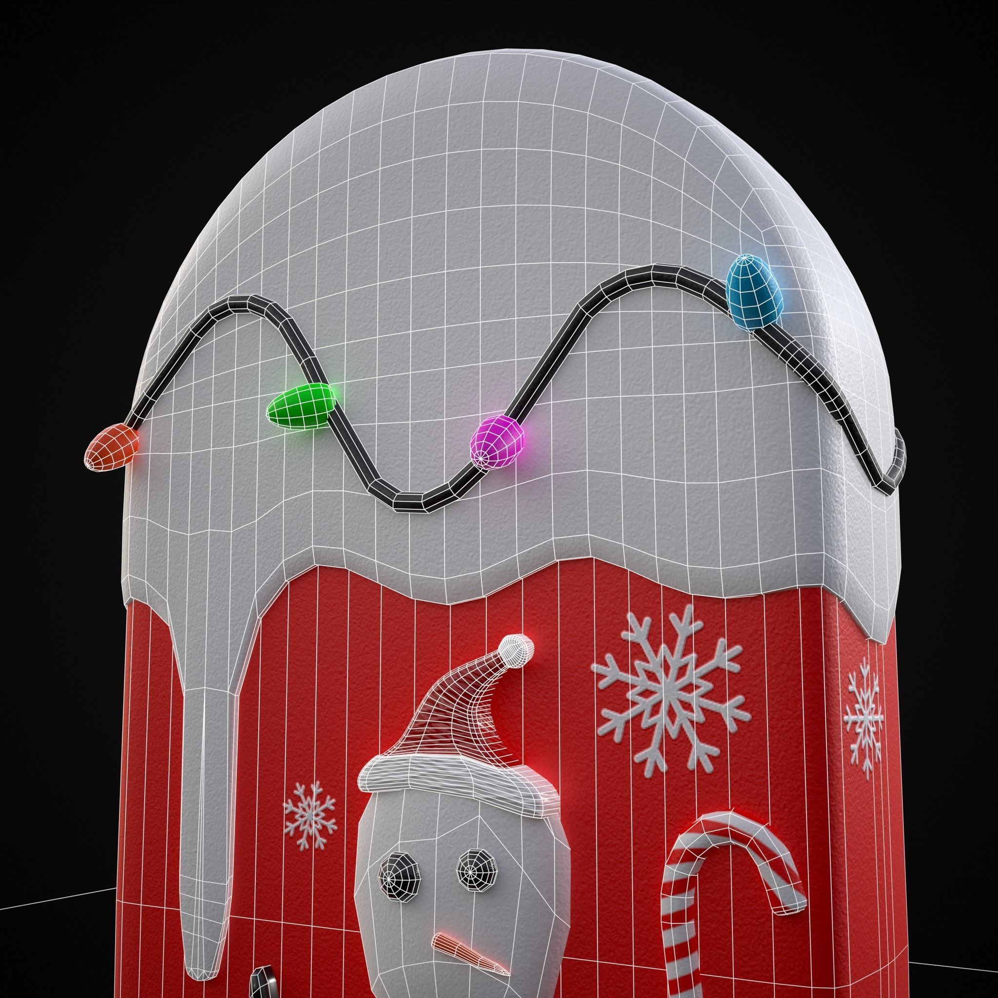 Ice Cream On A Stick Snowman Low-poly 3D model_10