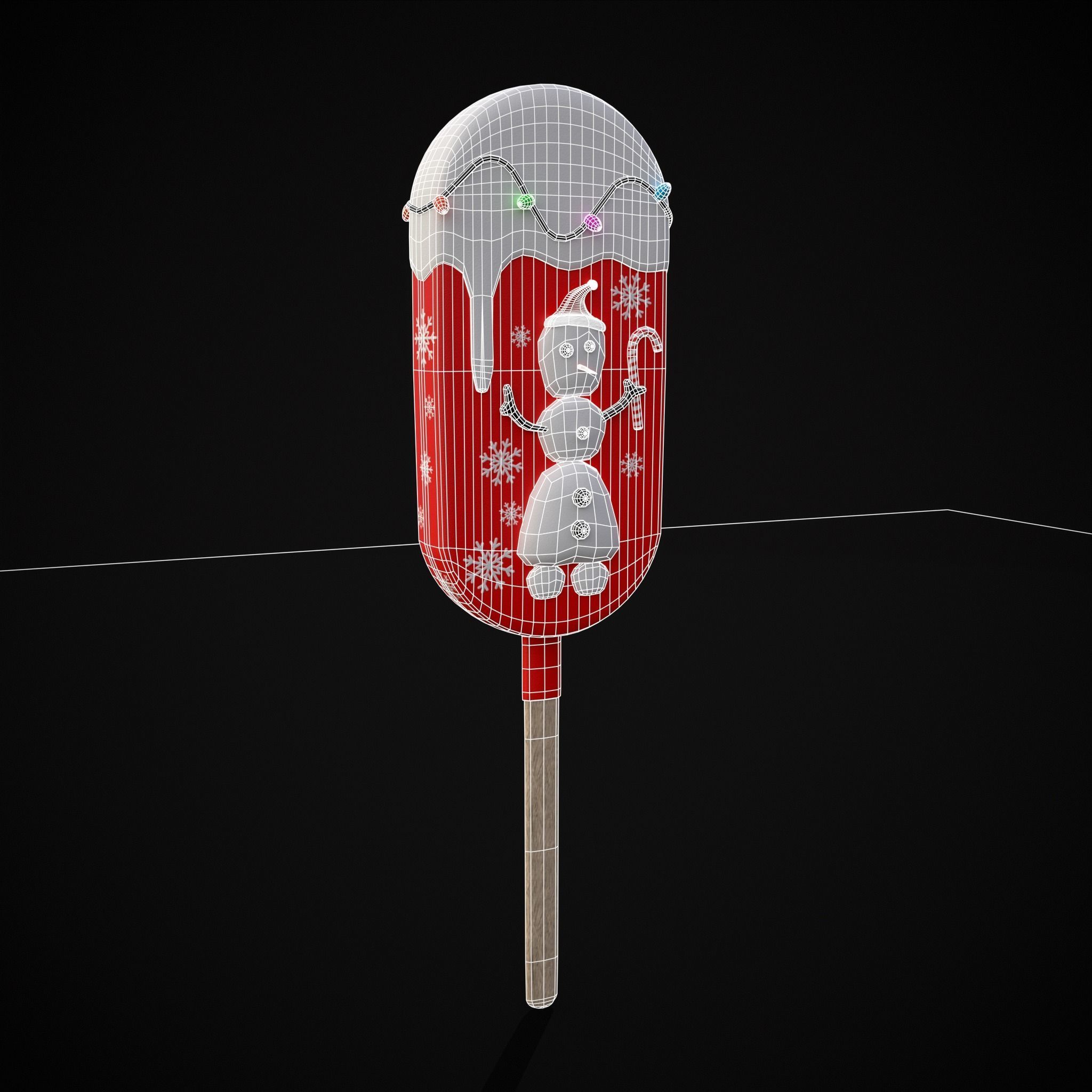 Ice Cream On A Stick Snowman Low-poly 3D model_2