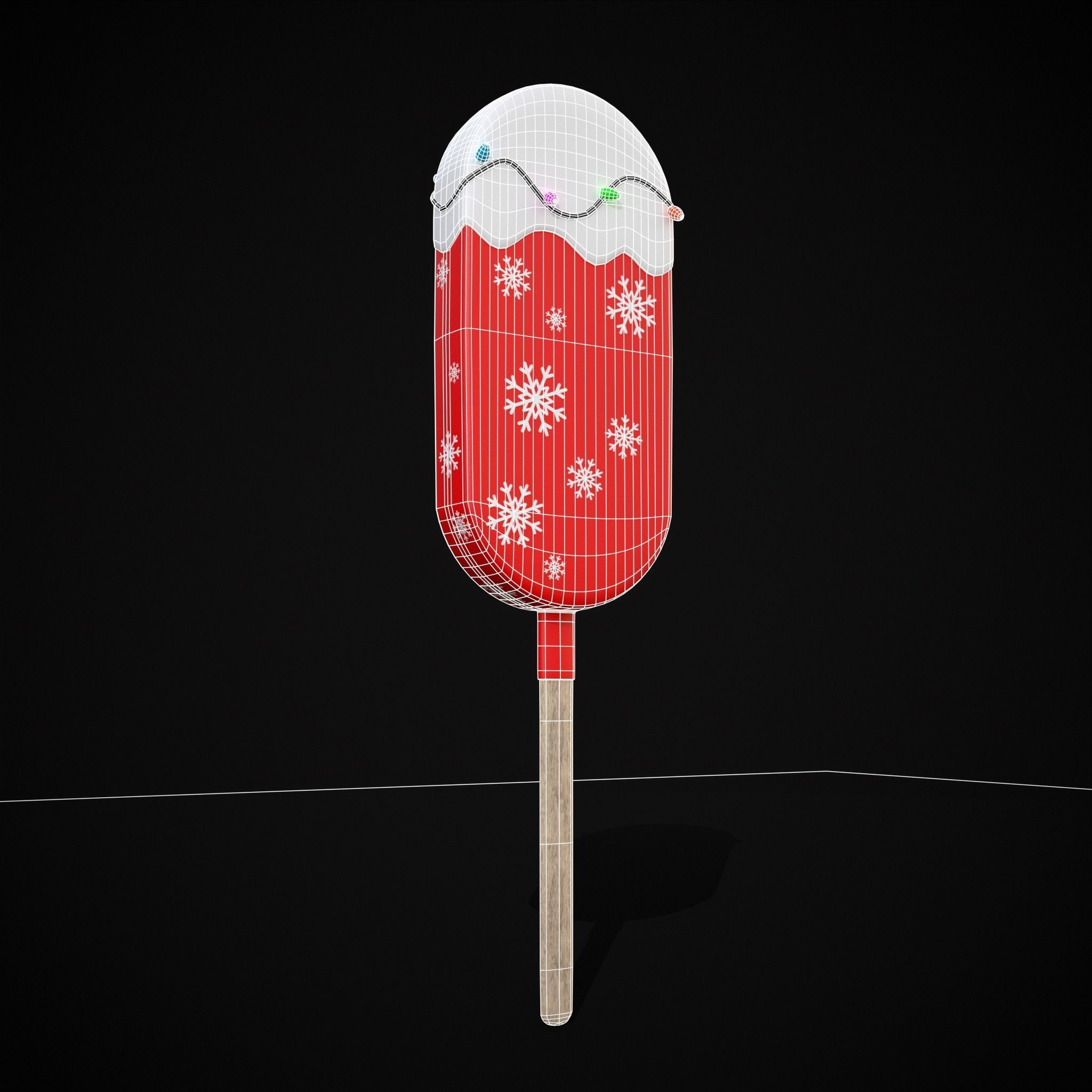Ice Cream On A Stick Snowman Low-poly 3D model_4