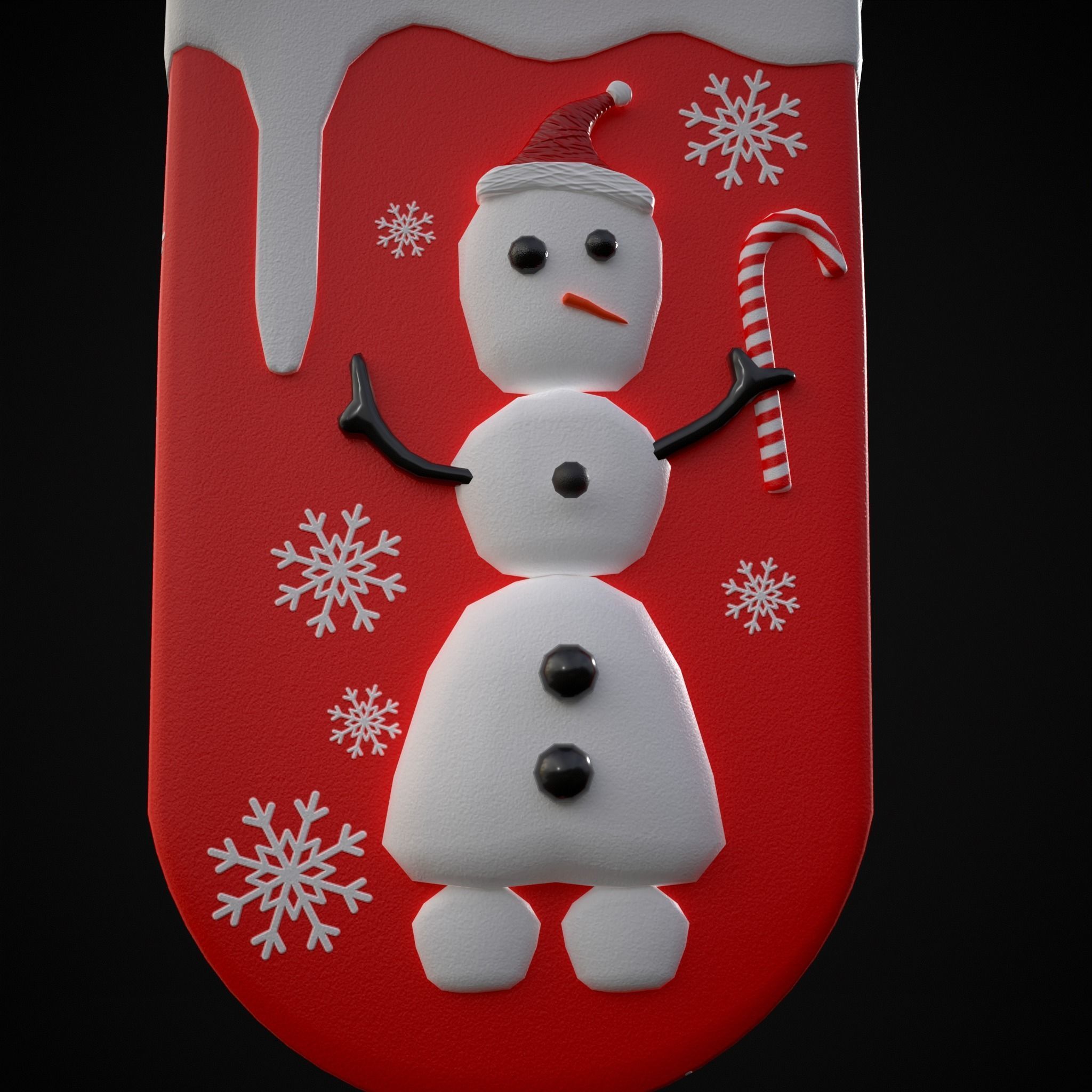 Ice Cream On A Stick Snowman Low-poly 3D model_23