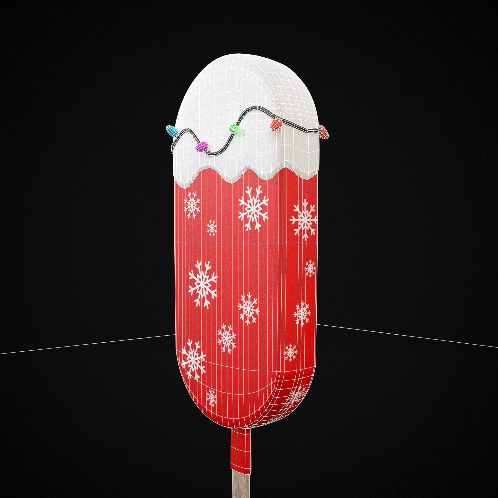 Ice Cream On A Stick Snowman Low-poly 3D model_14