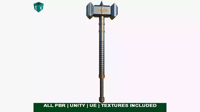 Battle Hammer 11 All PBR Unity UE Textures Included Low-poly 3D model