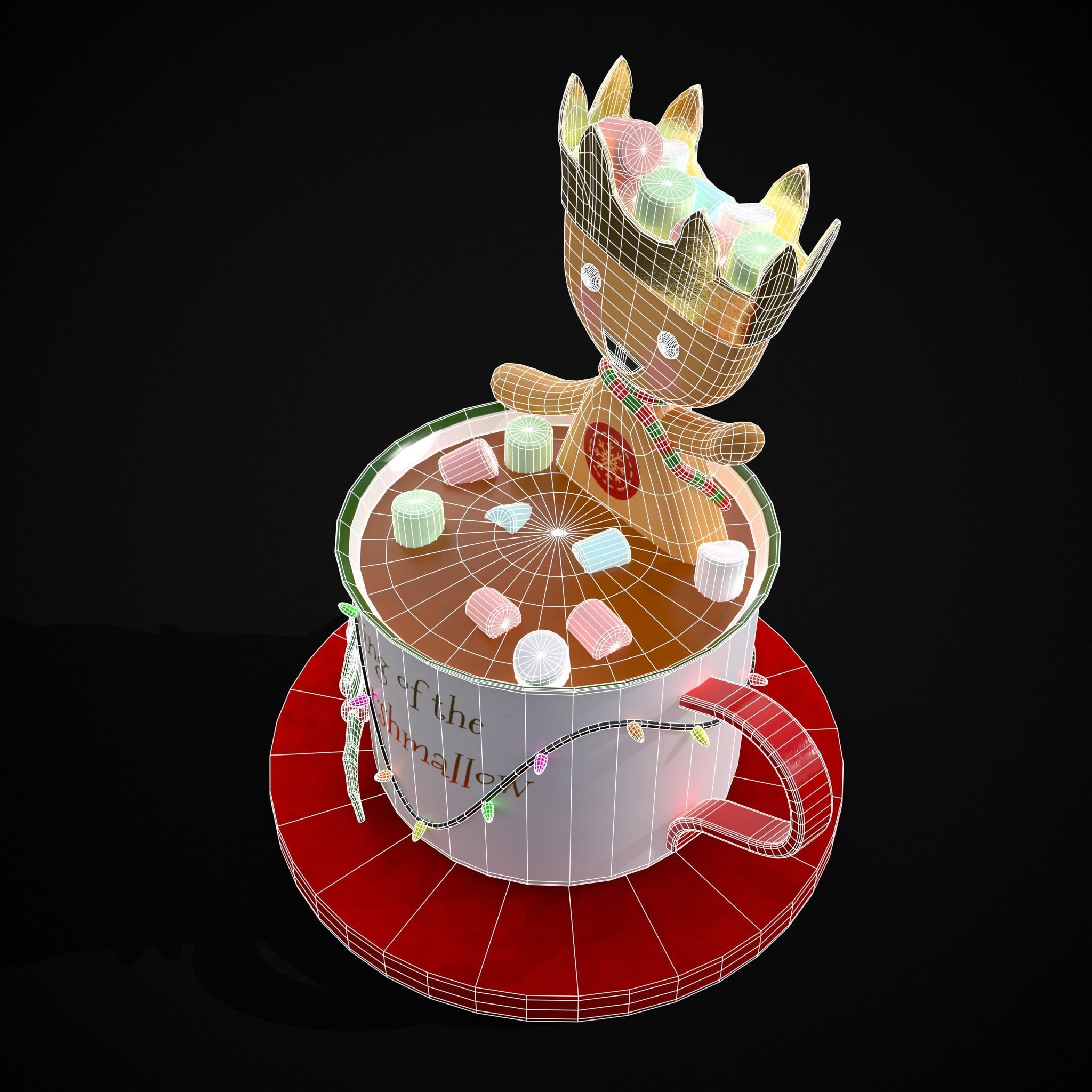 Marshmallow King Hot Chocolate Low-poly 3D model_2