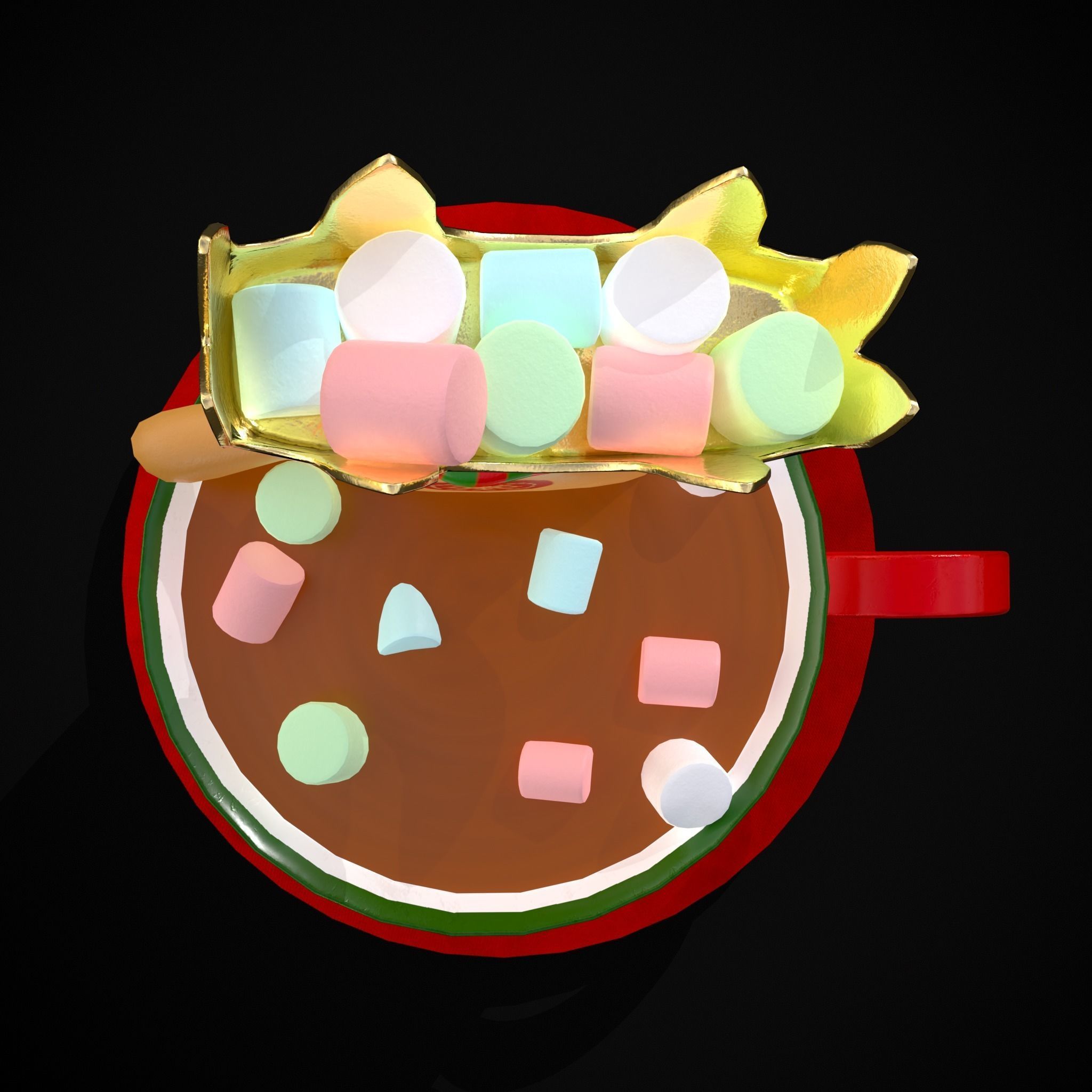 Marshmallow King Hot Chocolate Low-poly 3D model_20