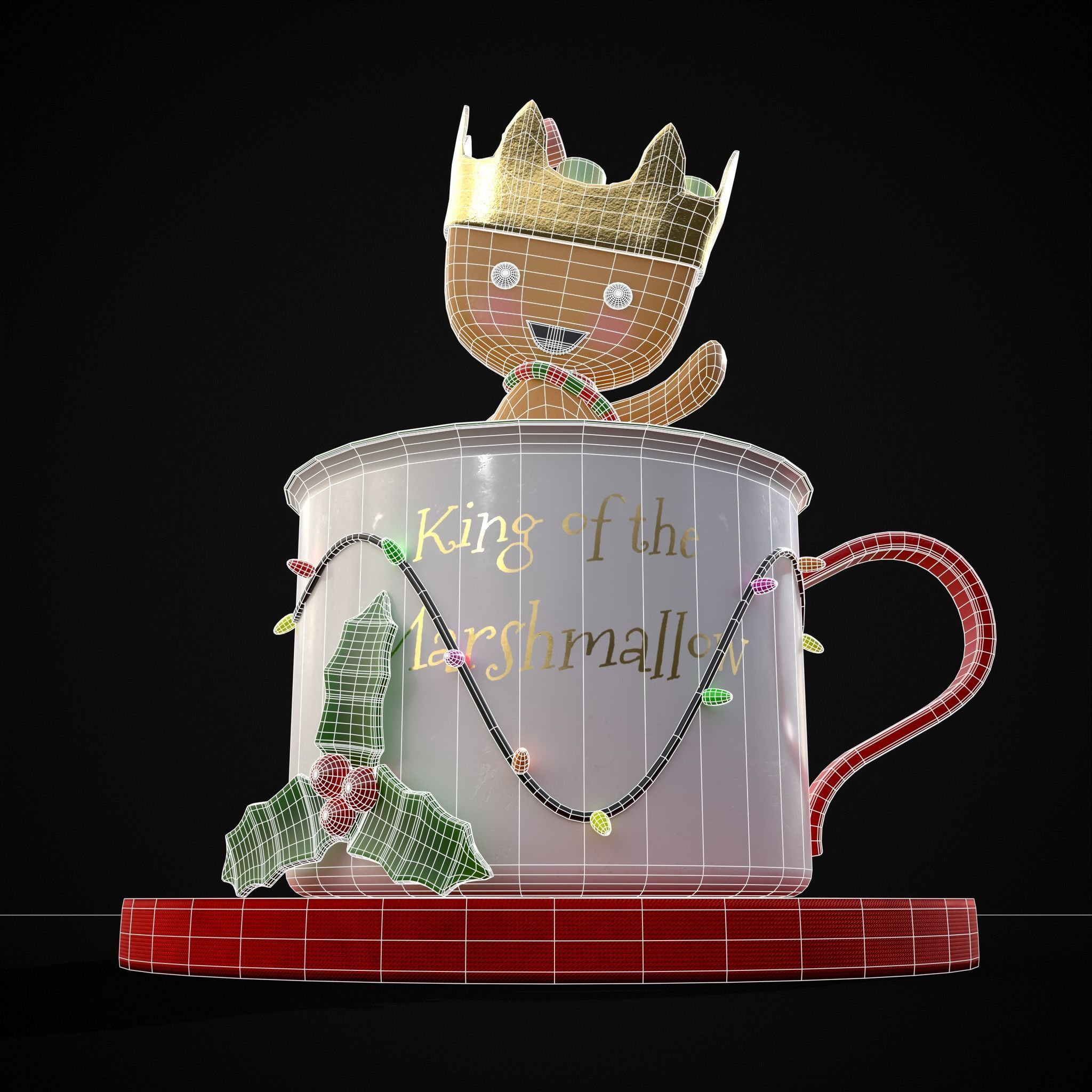 Marshmallow King Hot Chocolate Low-poly 3D model_19