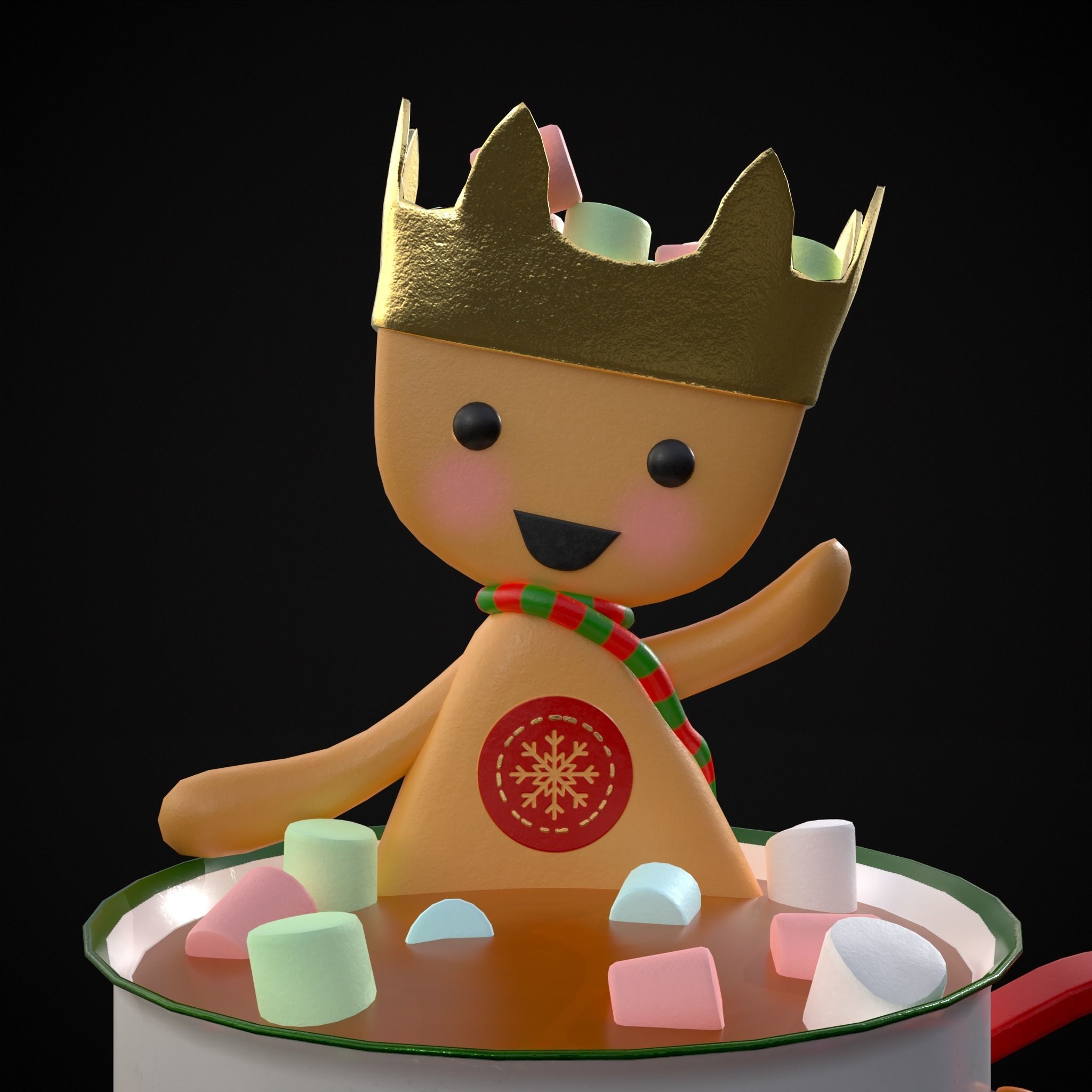 Marshmallow King Hot Chocolate Low-poly 3D model_5