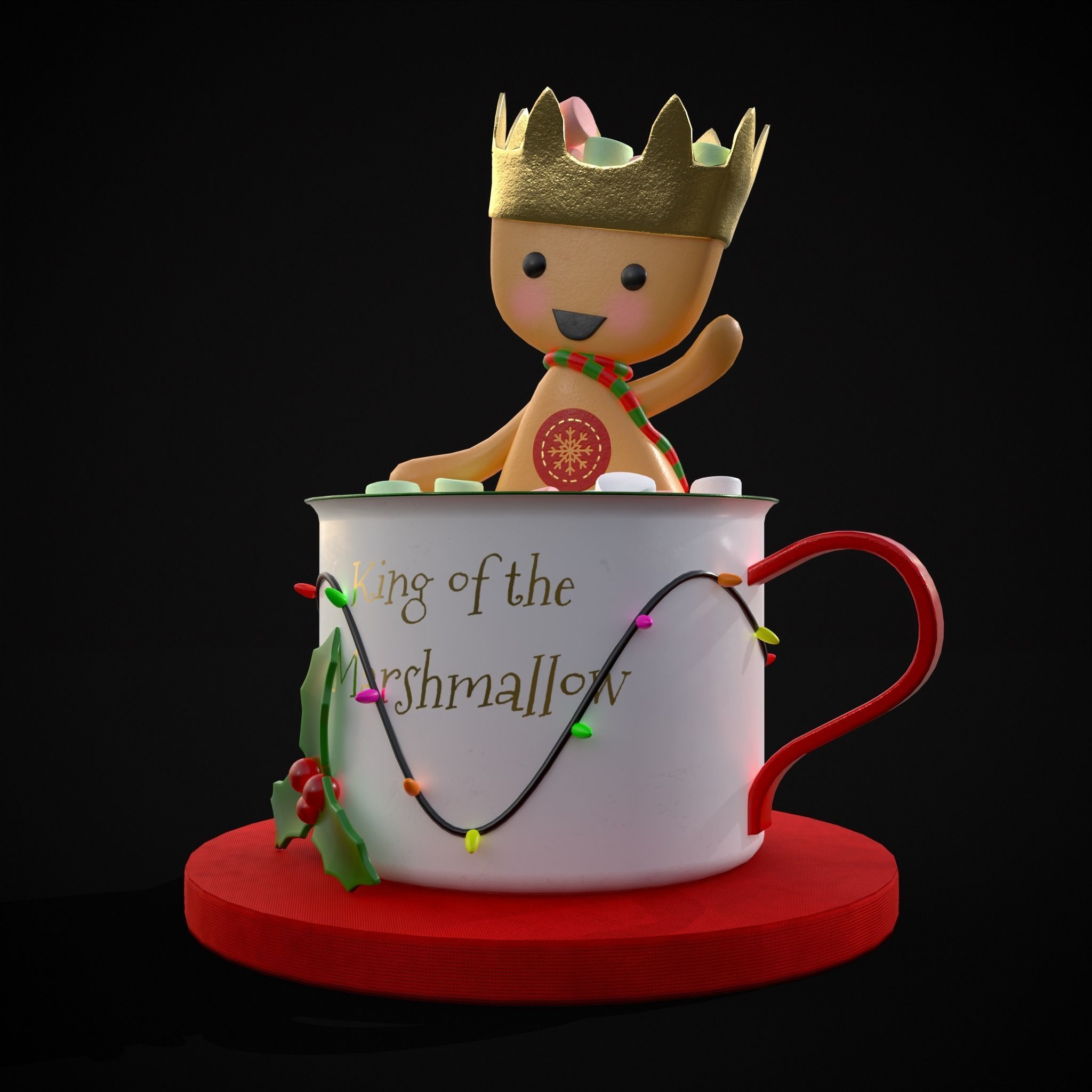 Marshmallow King Hot Chocolate Low-poly 3D model_14