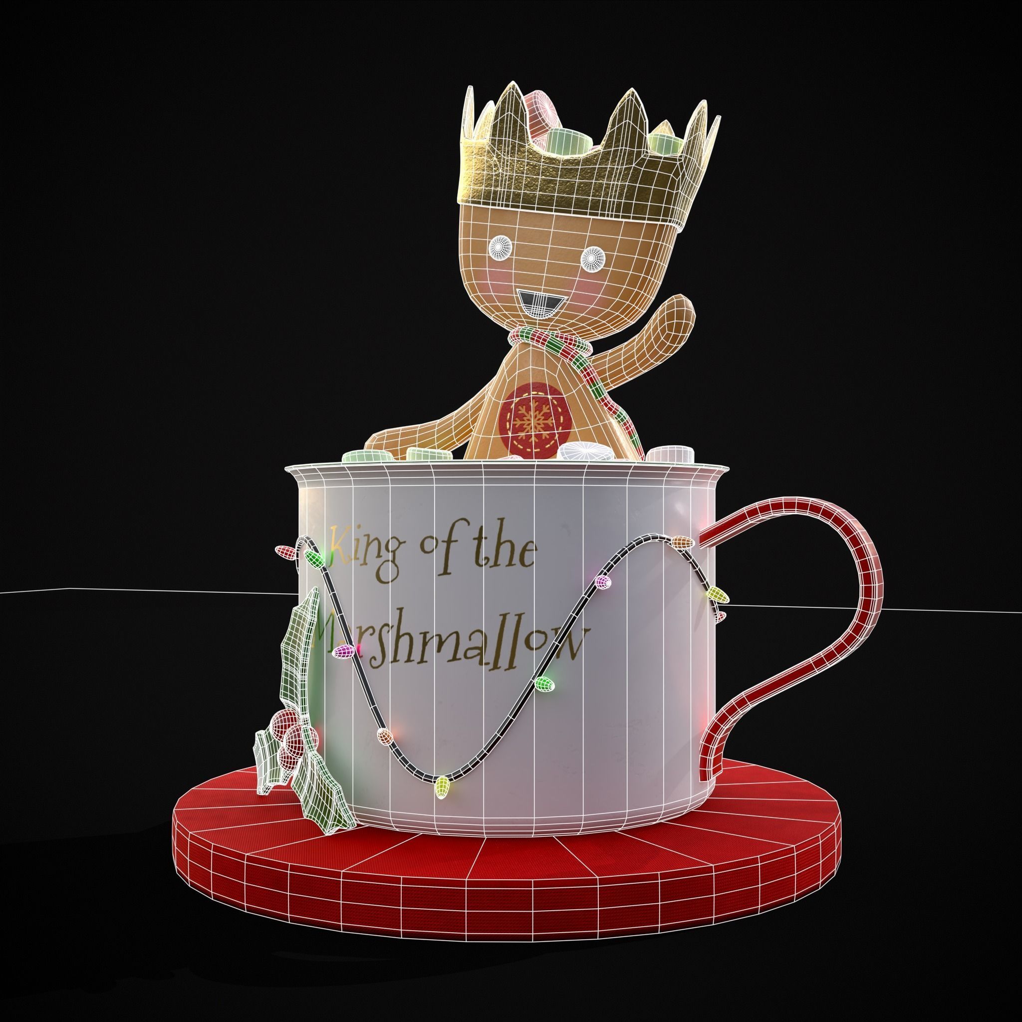 Marshmallow King Hot Chocolate Low-poly 3D model_15