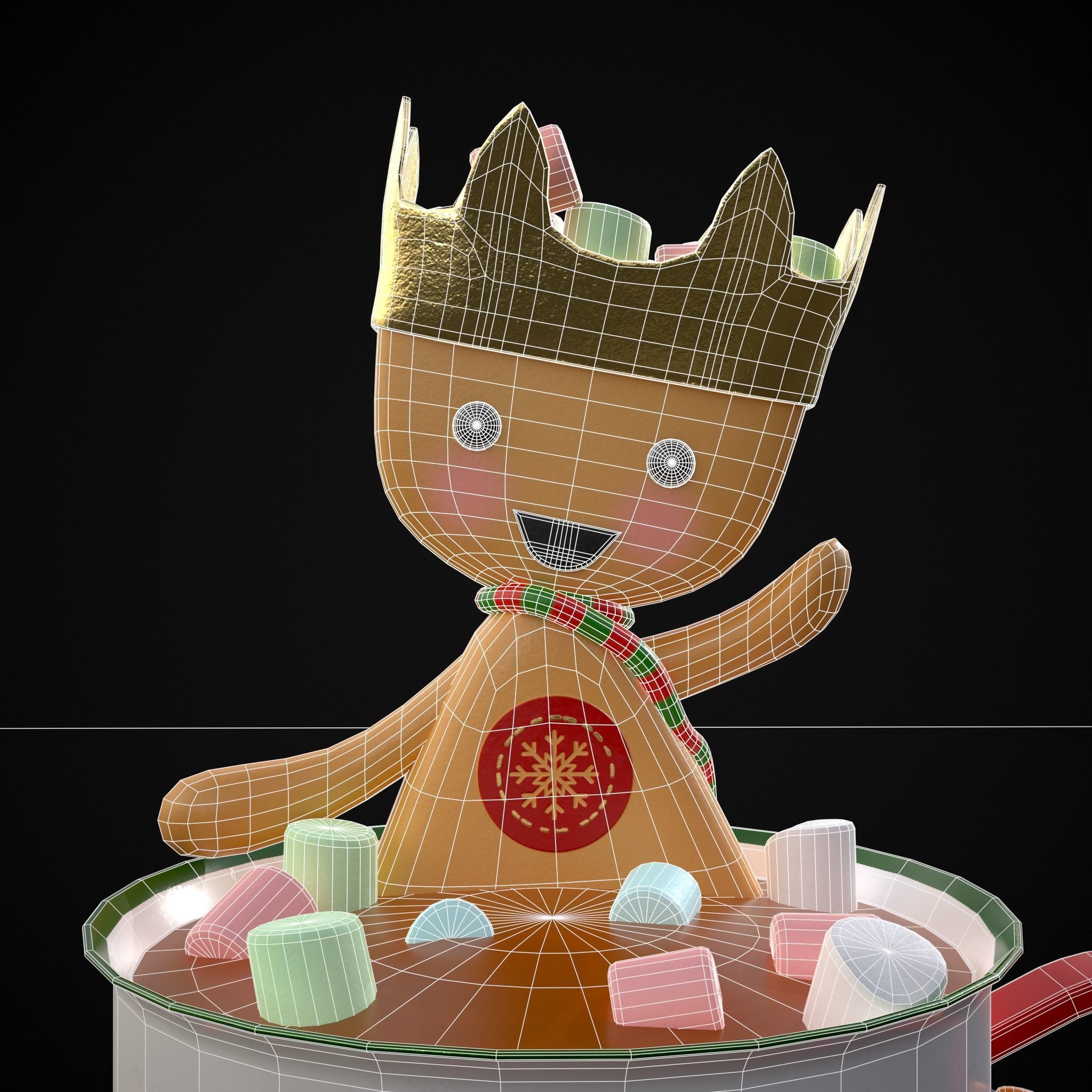 Marshmallow King Hot Chocolate Low-poly 3D model_6