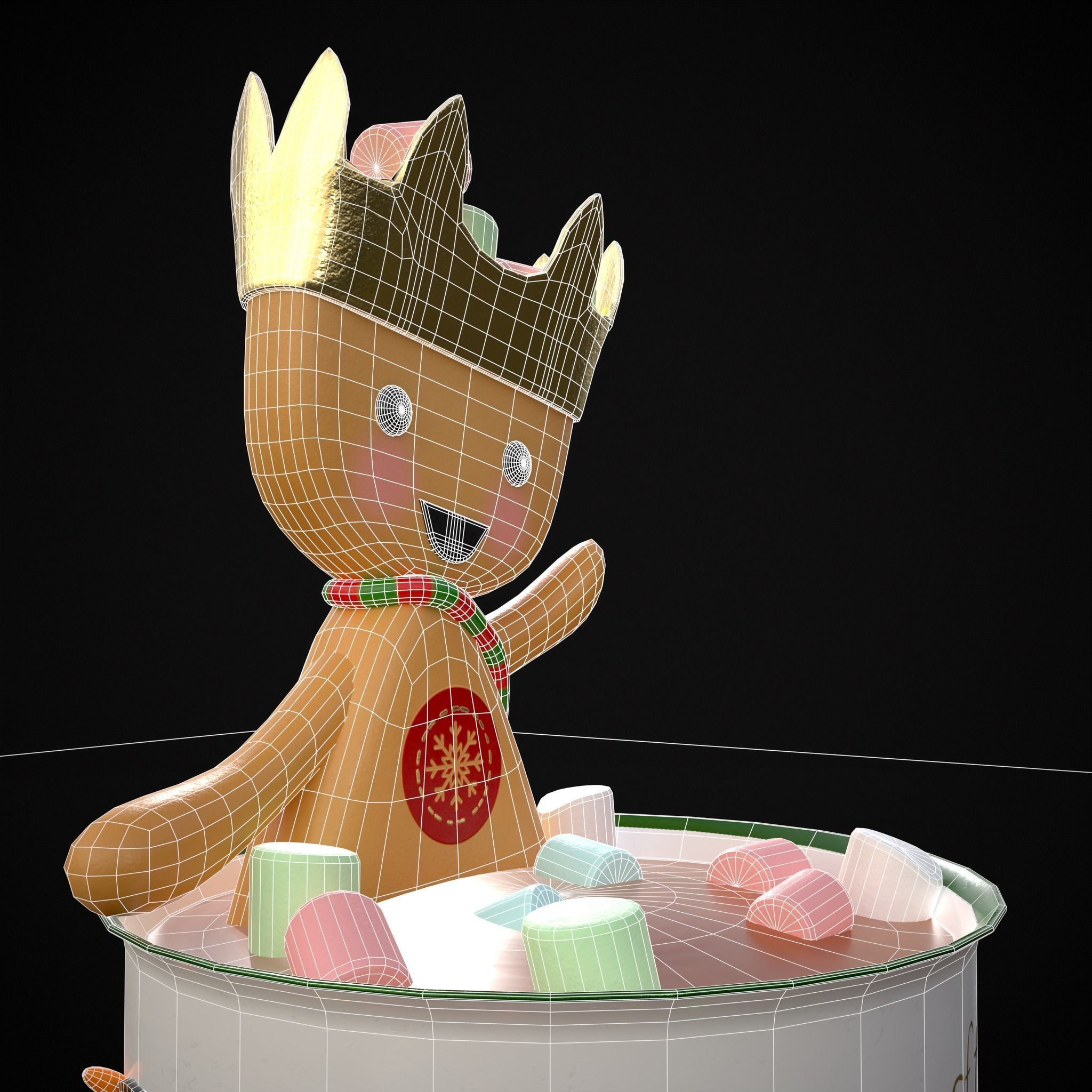 Marshmallow King Hot Chocolate Low-poly 3D model_13