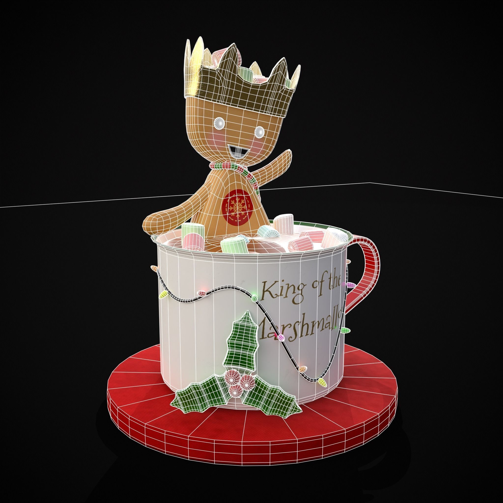 Marshmallow King Hot Chocolate Low-poly 3D model_12