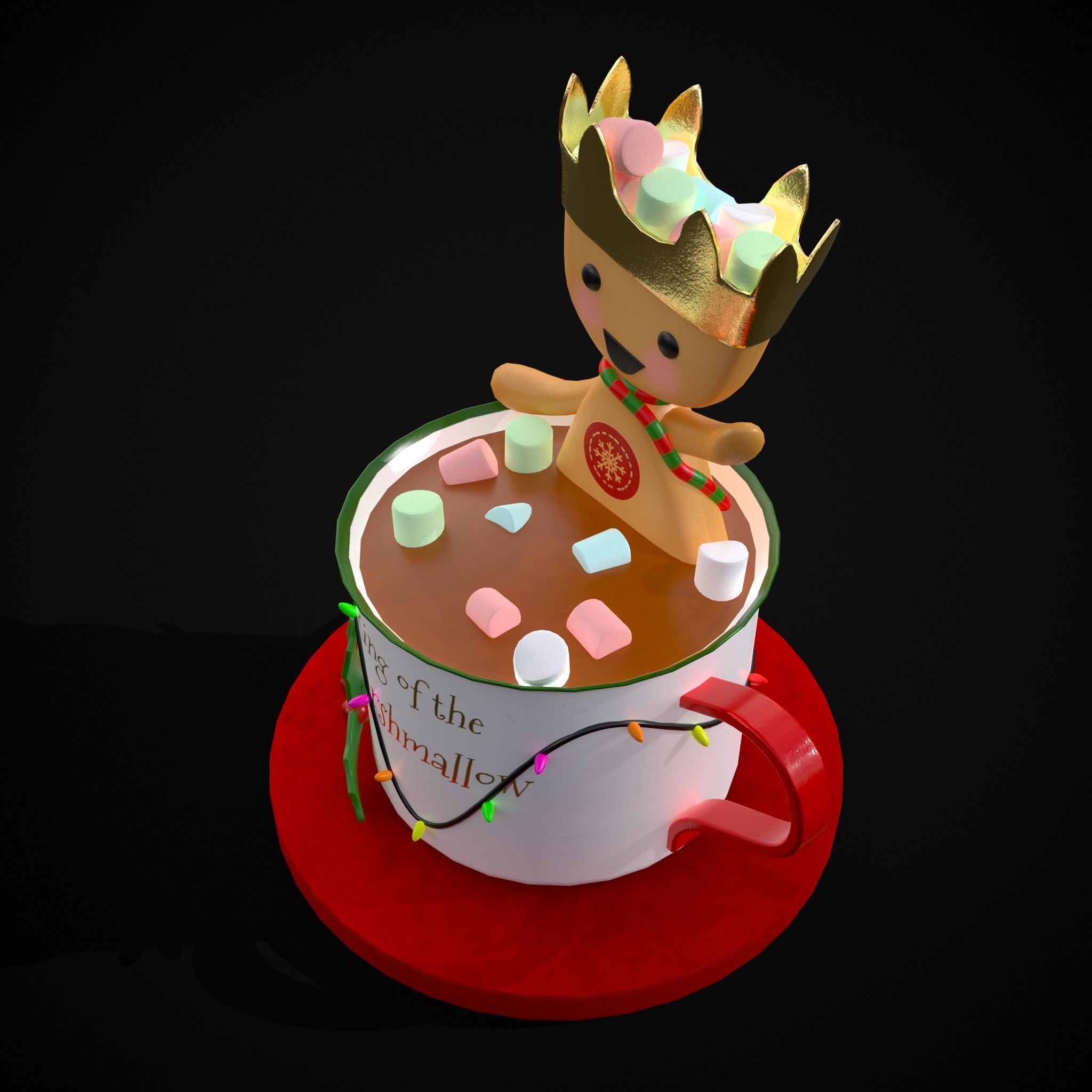 Marshmallow King Hot Chocolate Low-poly 3D model_22
