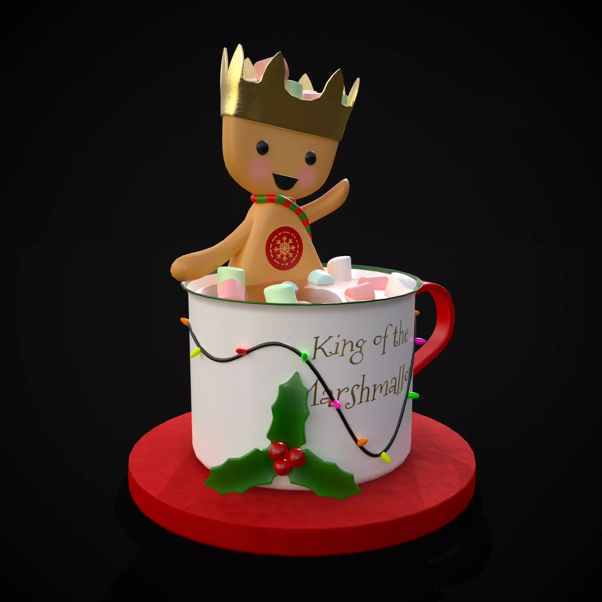 Marshmallow King Hot Chocolate Low-poly 3D model_0