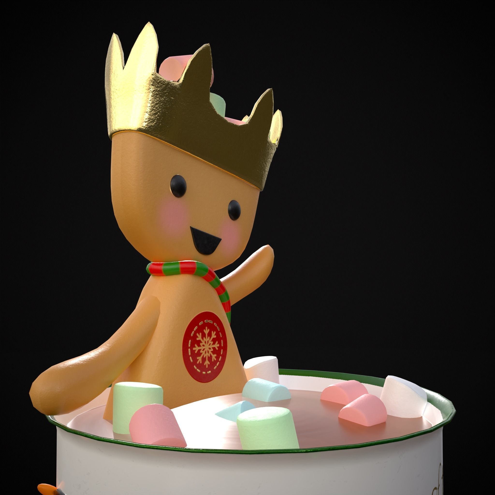 Marshmallow King Hot Chocolate Low-poly 3D model_11