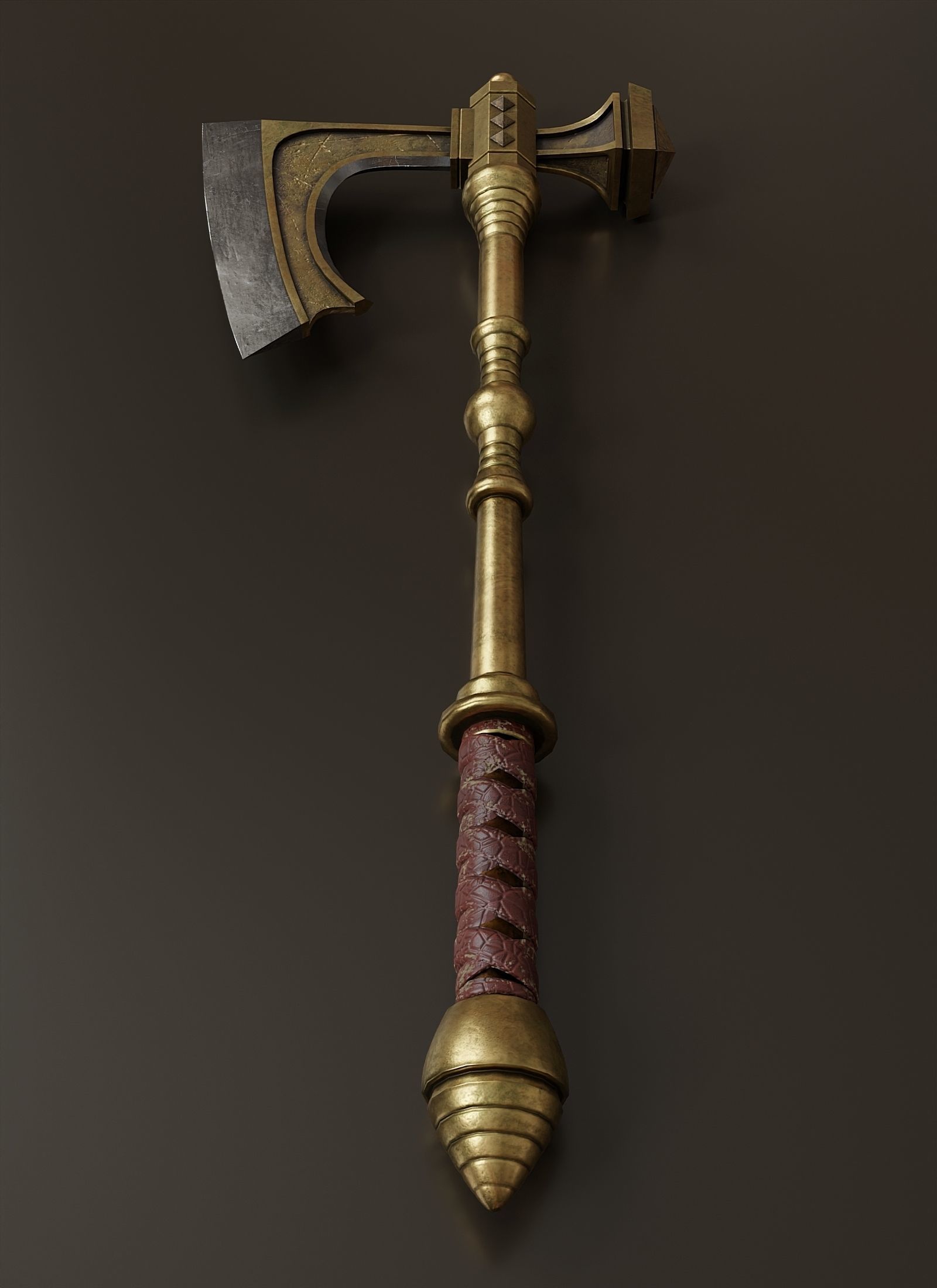 Low poly fantasy battle axe Low-poly 3D model_1