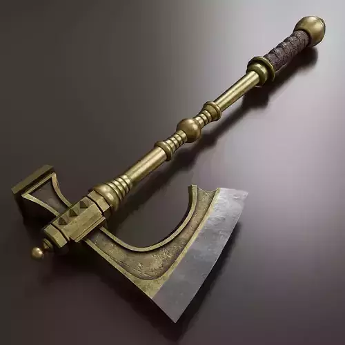 Low poly fantasy battle axe Low-poly 3D model