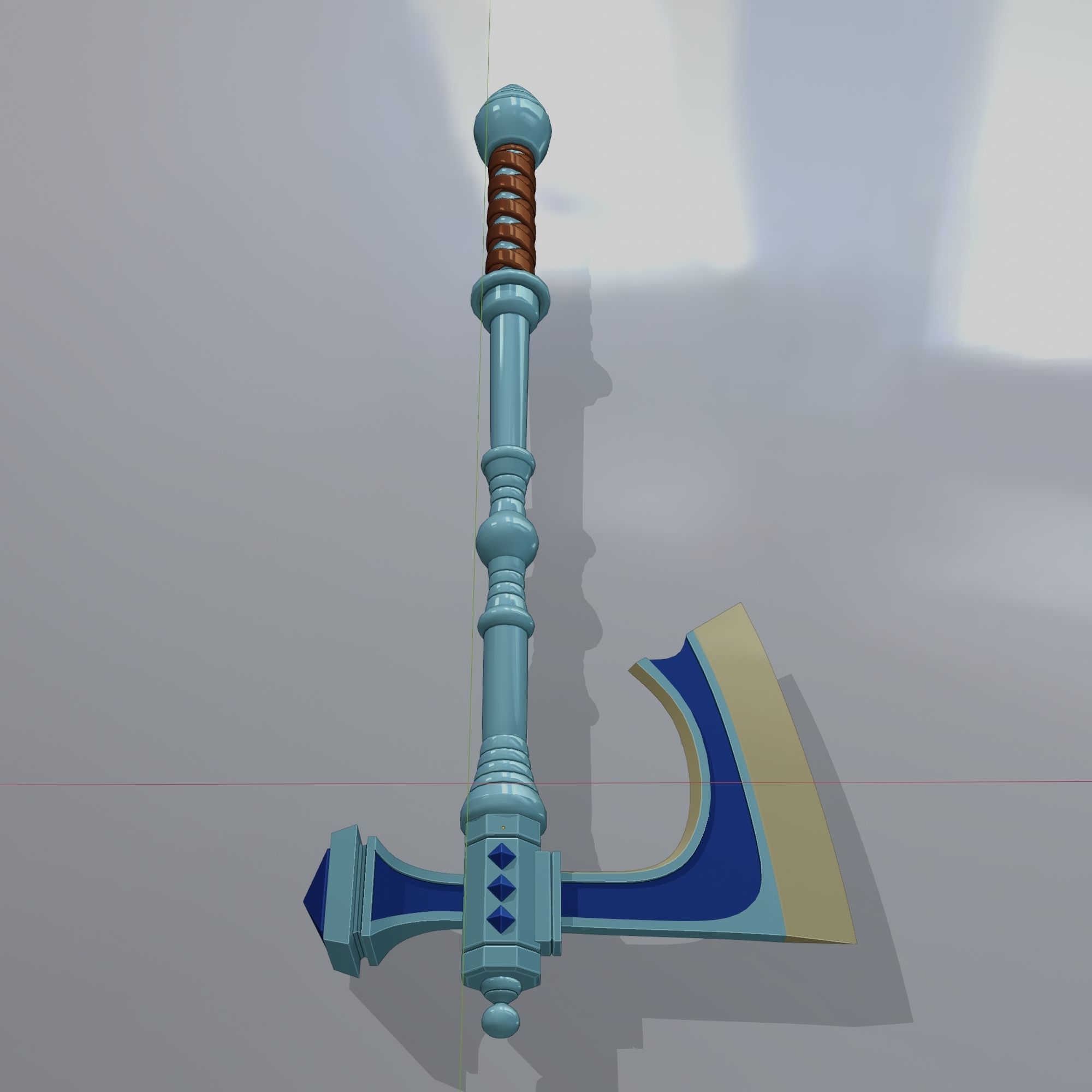 Low poly fantasy battle axe Low-poly 3D model_5